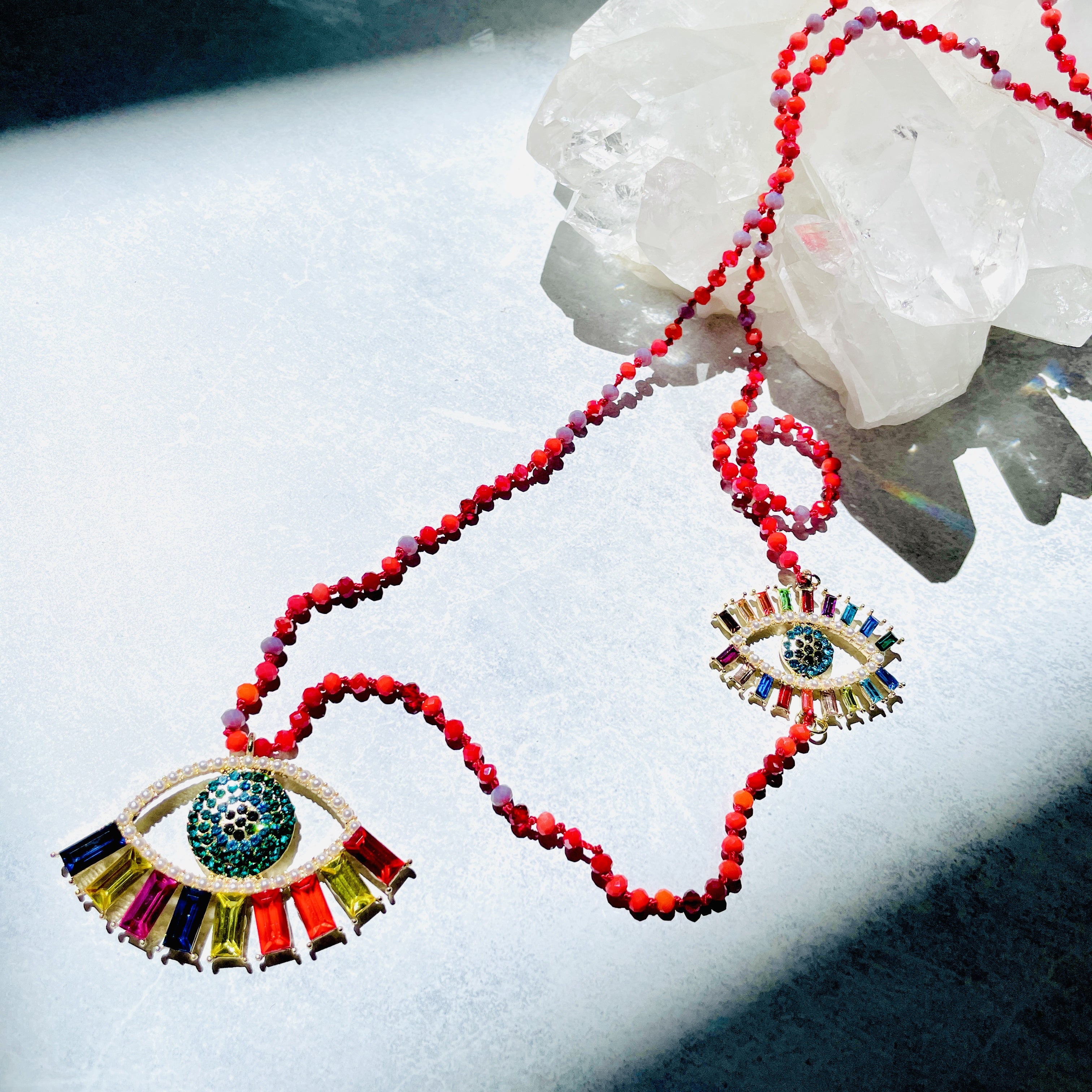 Mati Beaded Necklace - Red