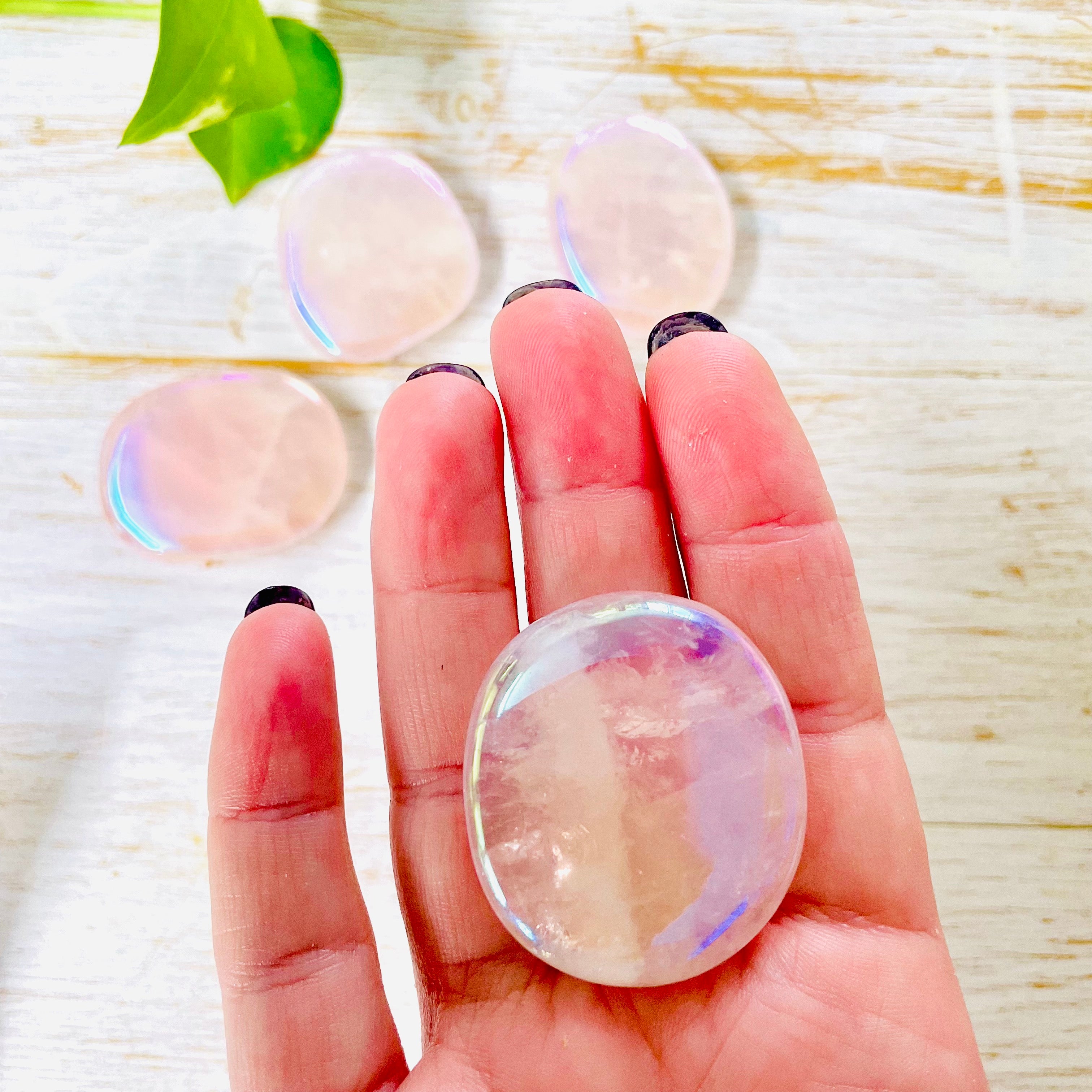 Palm Stone - Rose Quartz Aura