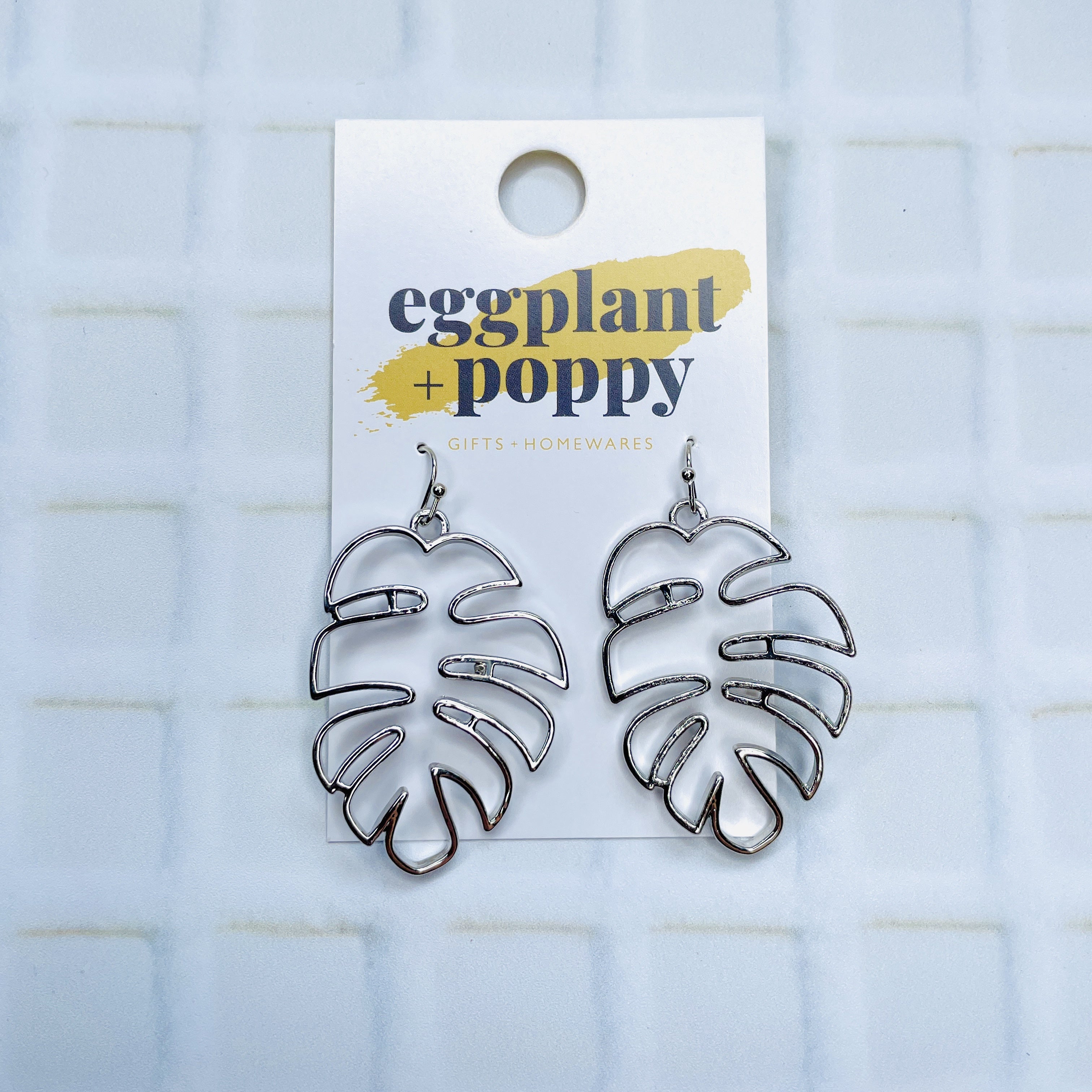 Fine Line Monstera Earrings