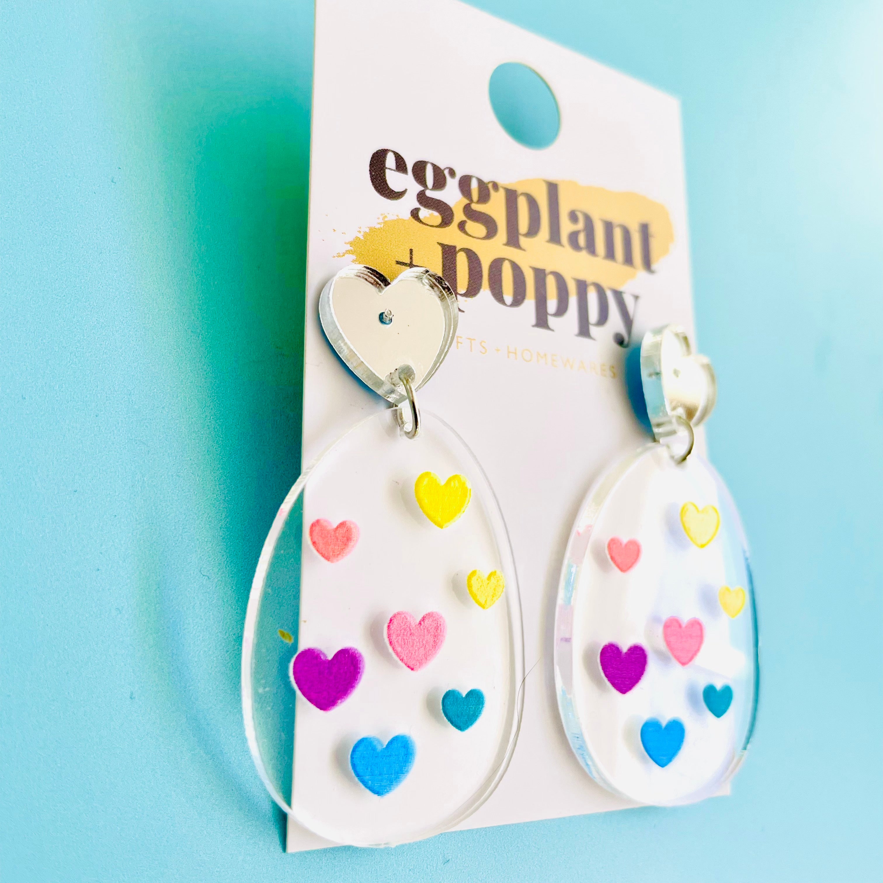 Clear Heart Earrings
