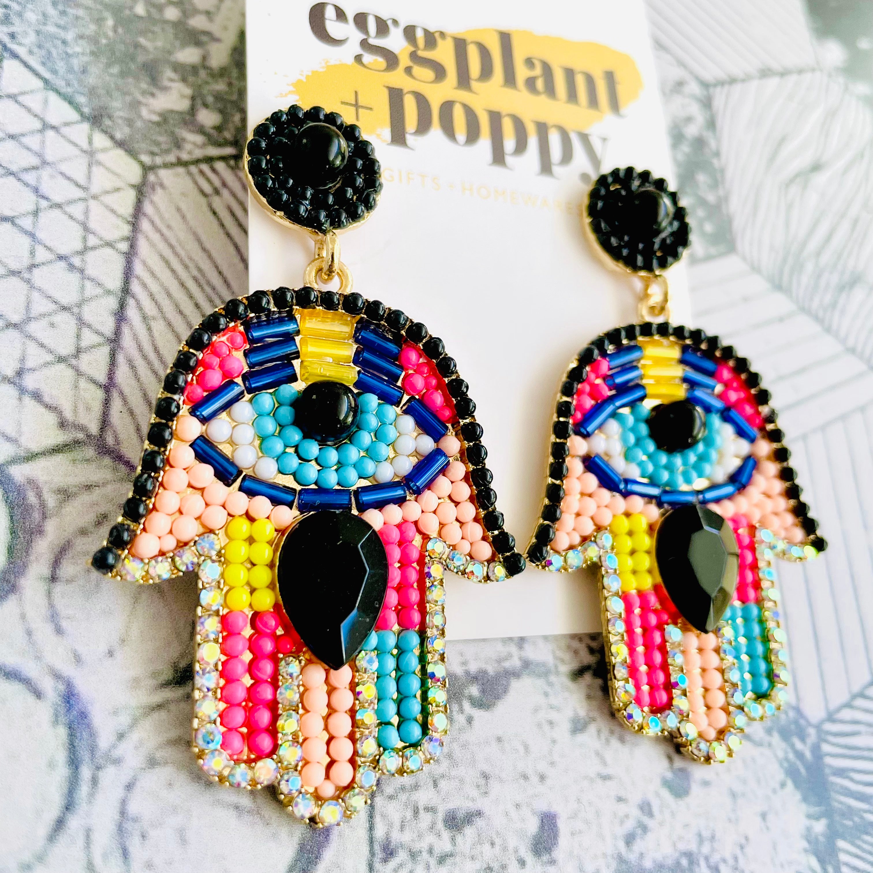 Beaded Hamsa Earrings
