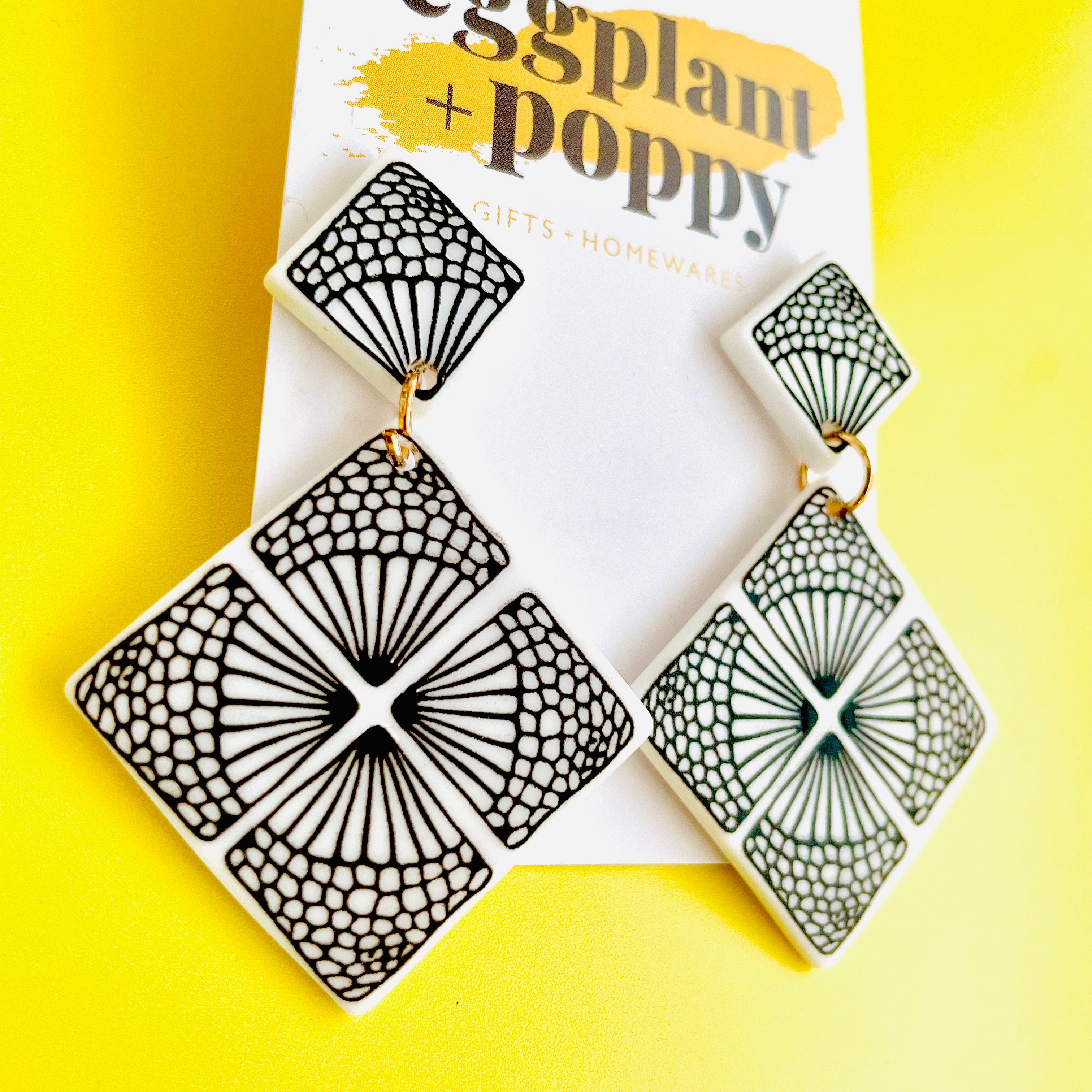 Art Earrings - Black & White Window