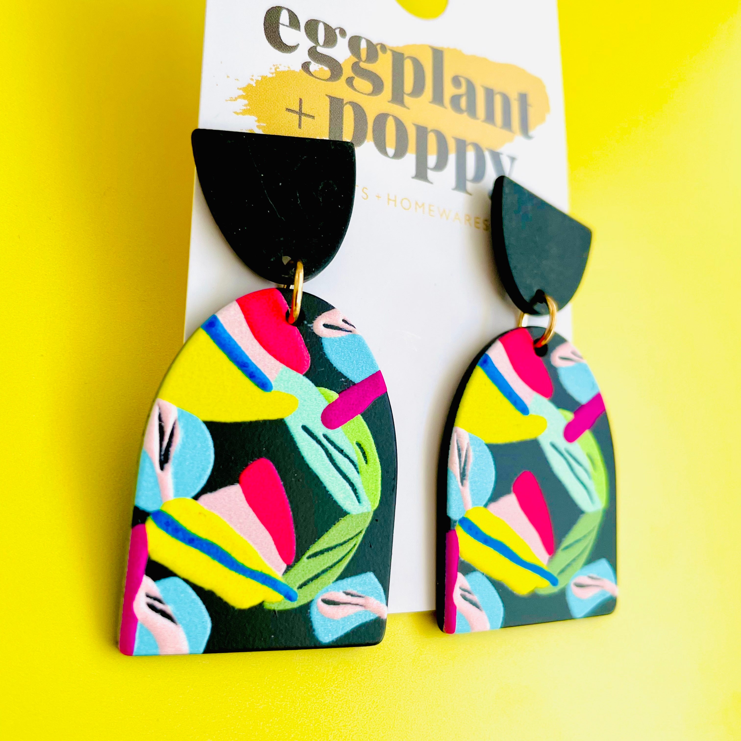 Art Earrings - Black Brights