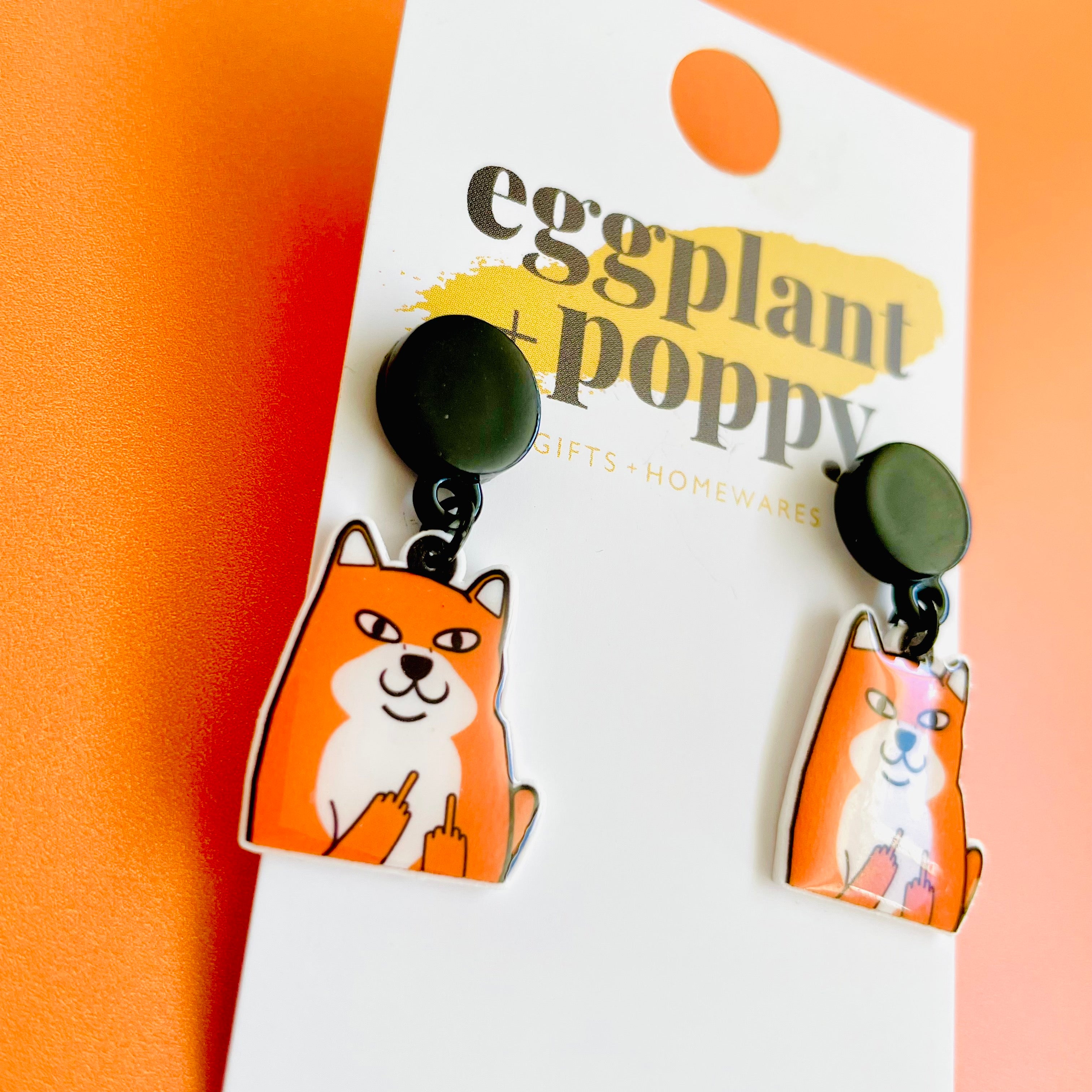 Flipping Off Dog Earrings