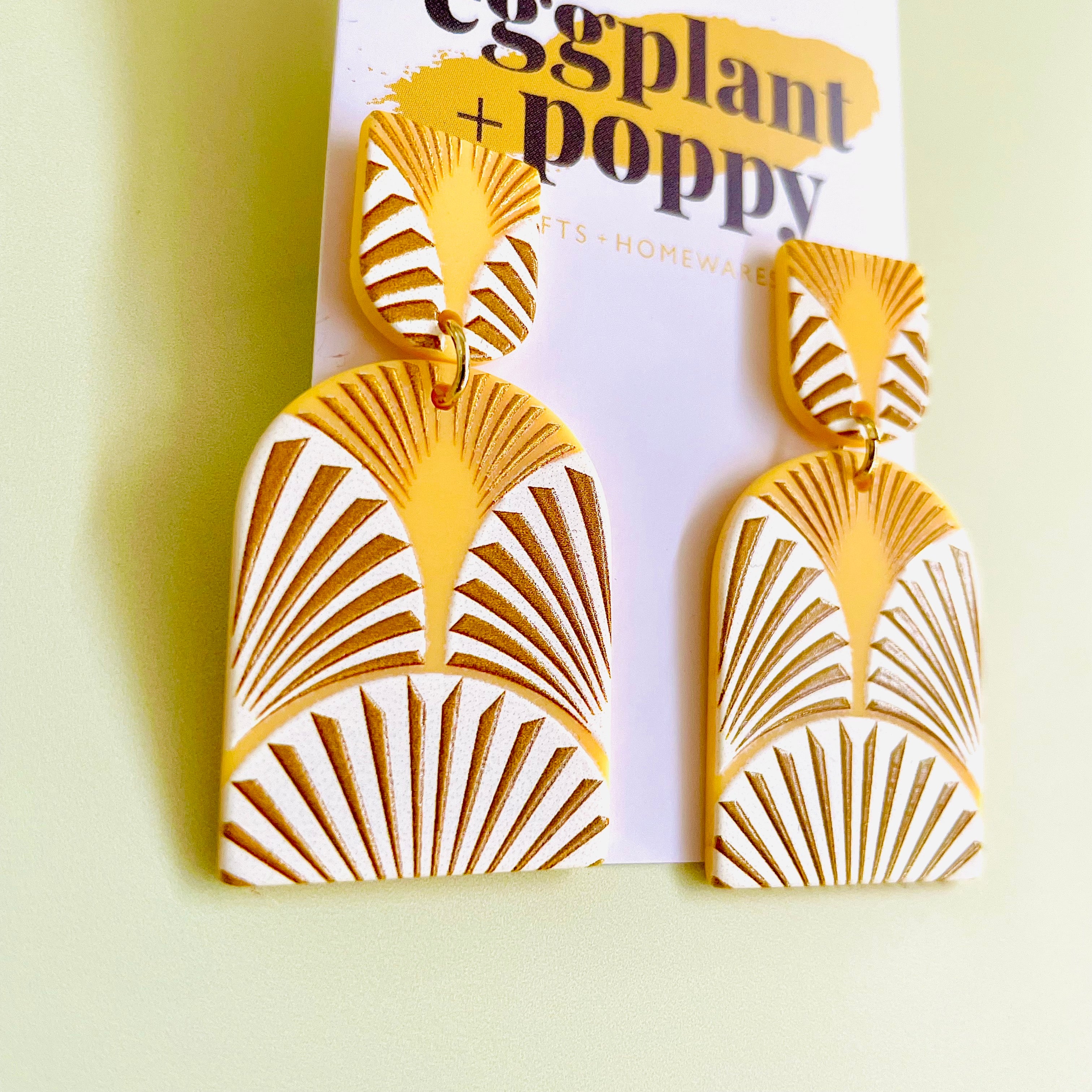 Art Earrings - Gold Deco