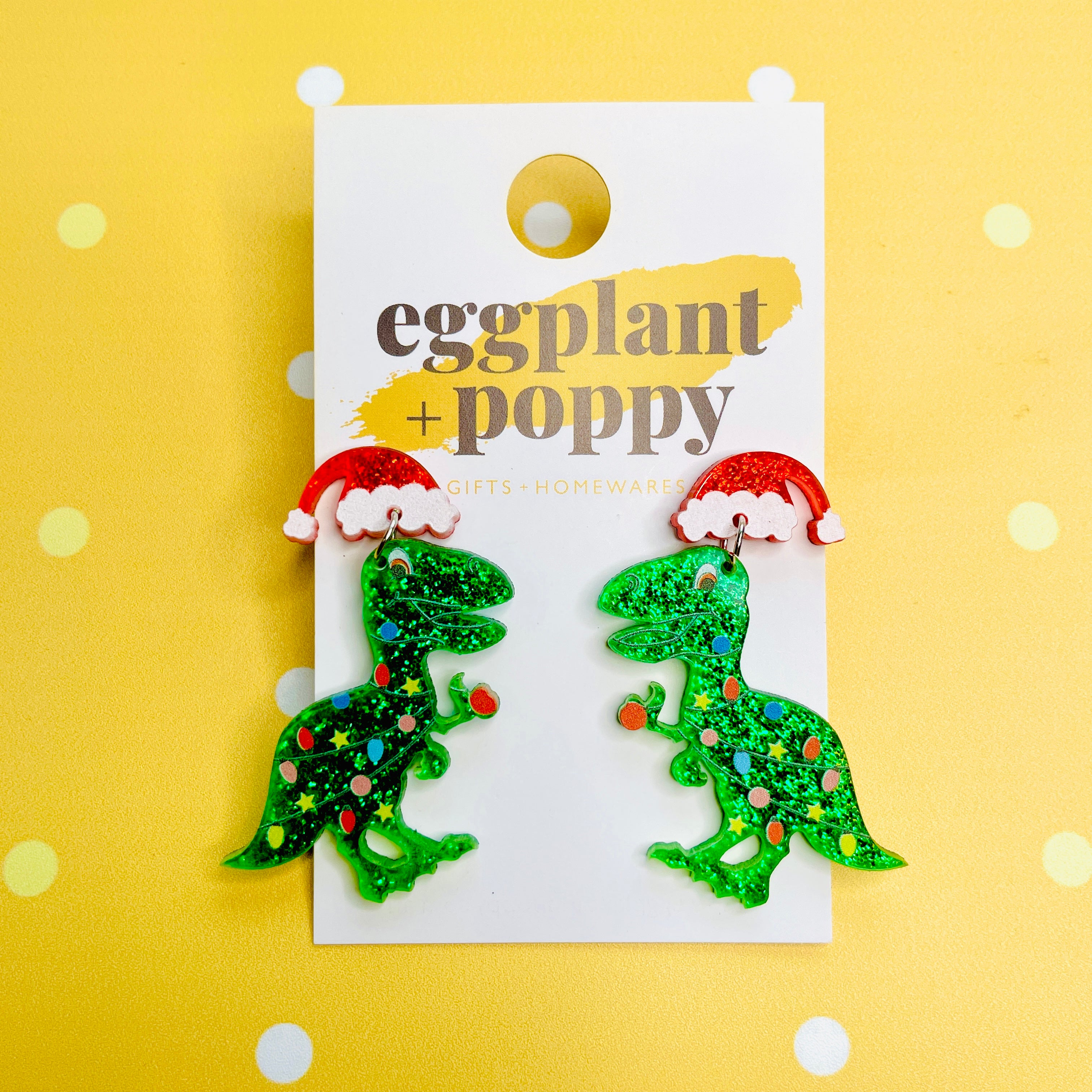 Tree Rex Christmas Earrings