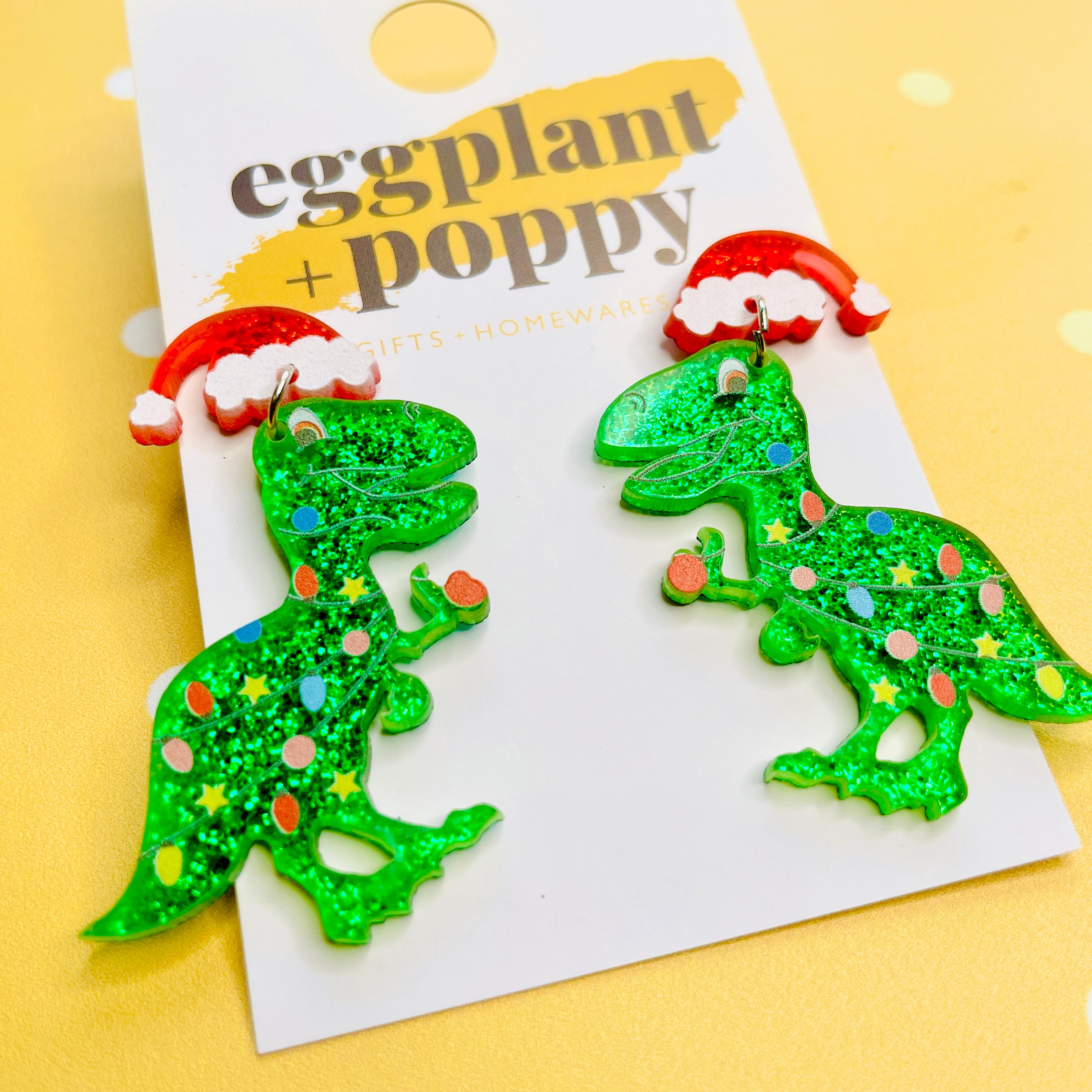Tree Rex Christmas Earrings