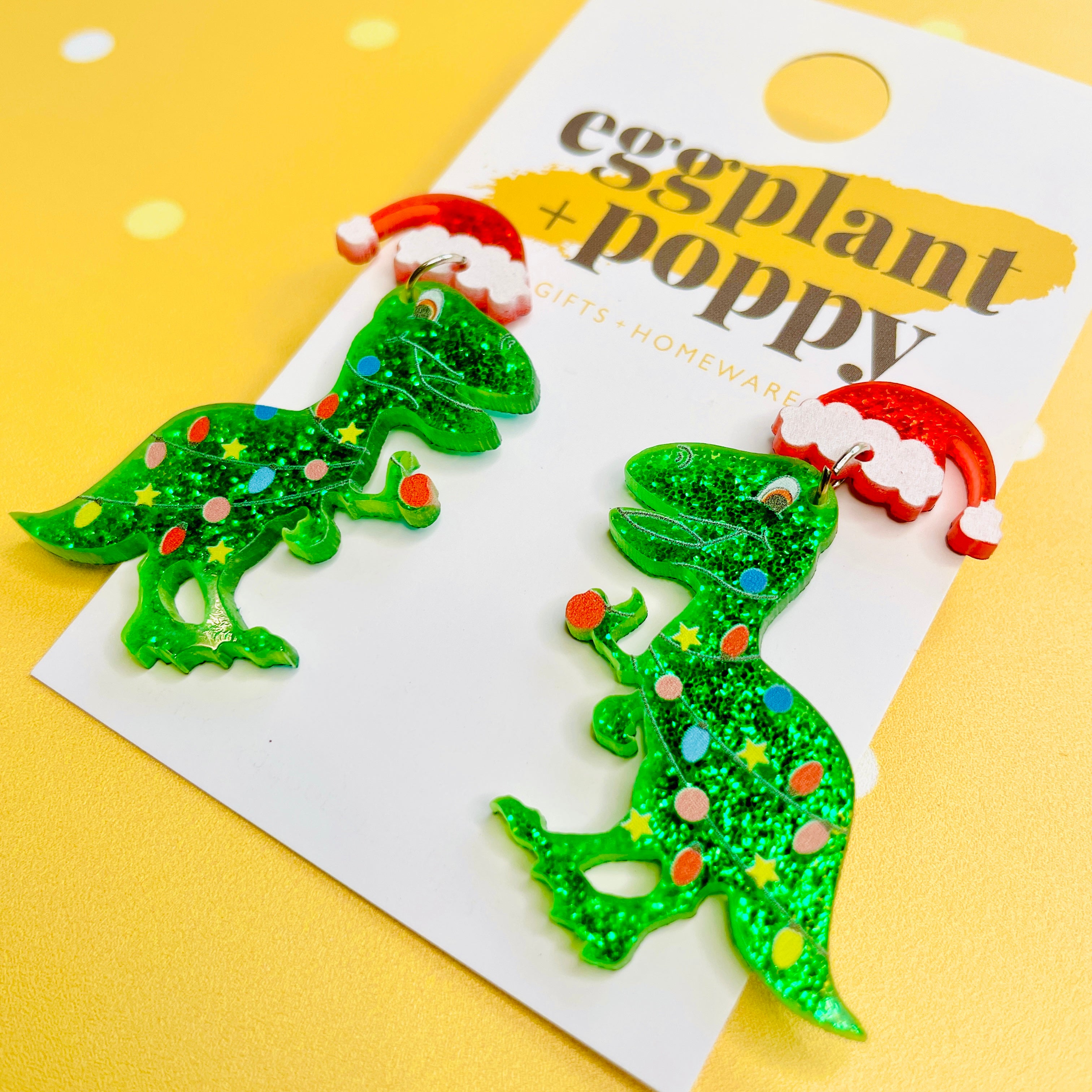 Tree Rex Christmas Earrings