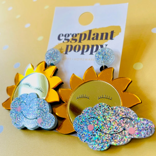 Smiley Sun & Cloud Earrings