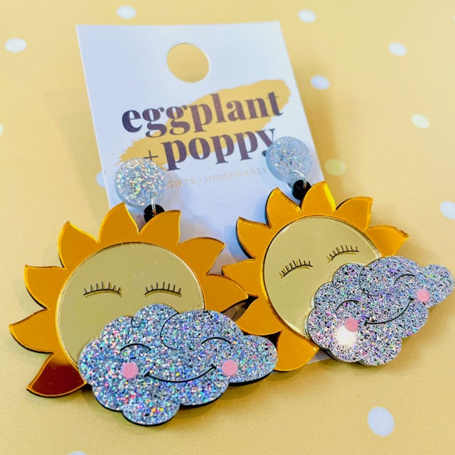 Smiley Sun & Cloud Earrings