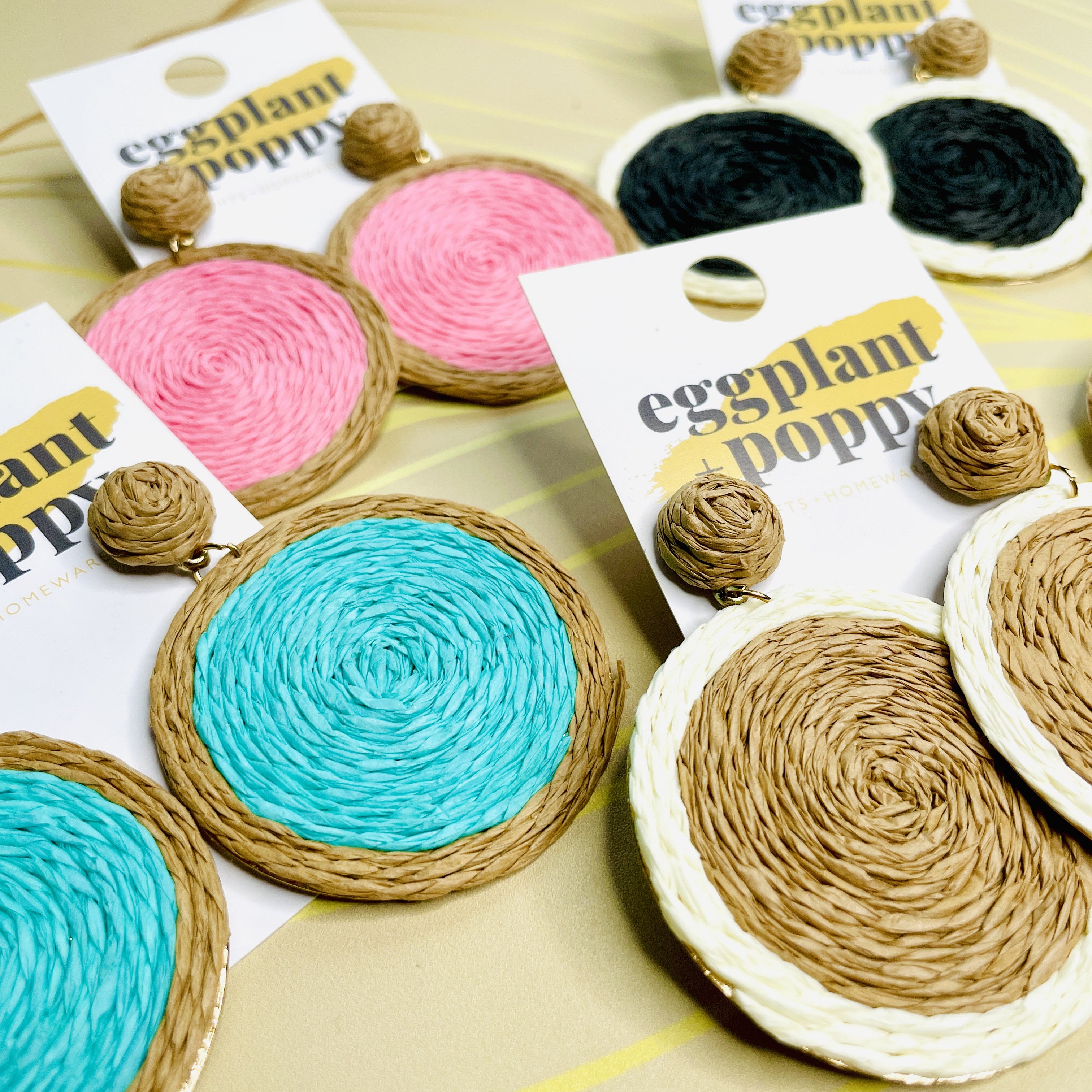 Colourful Rattan Disc Earrings