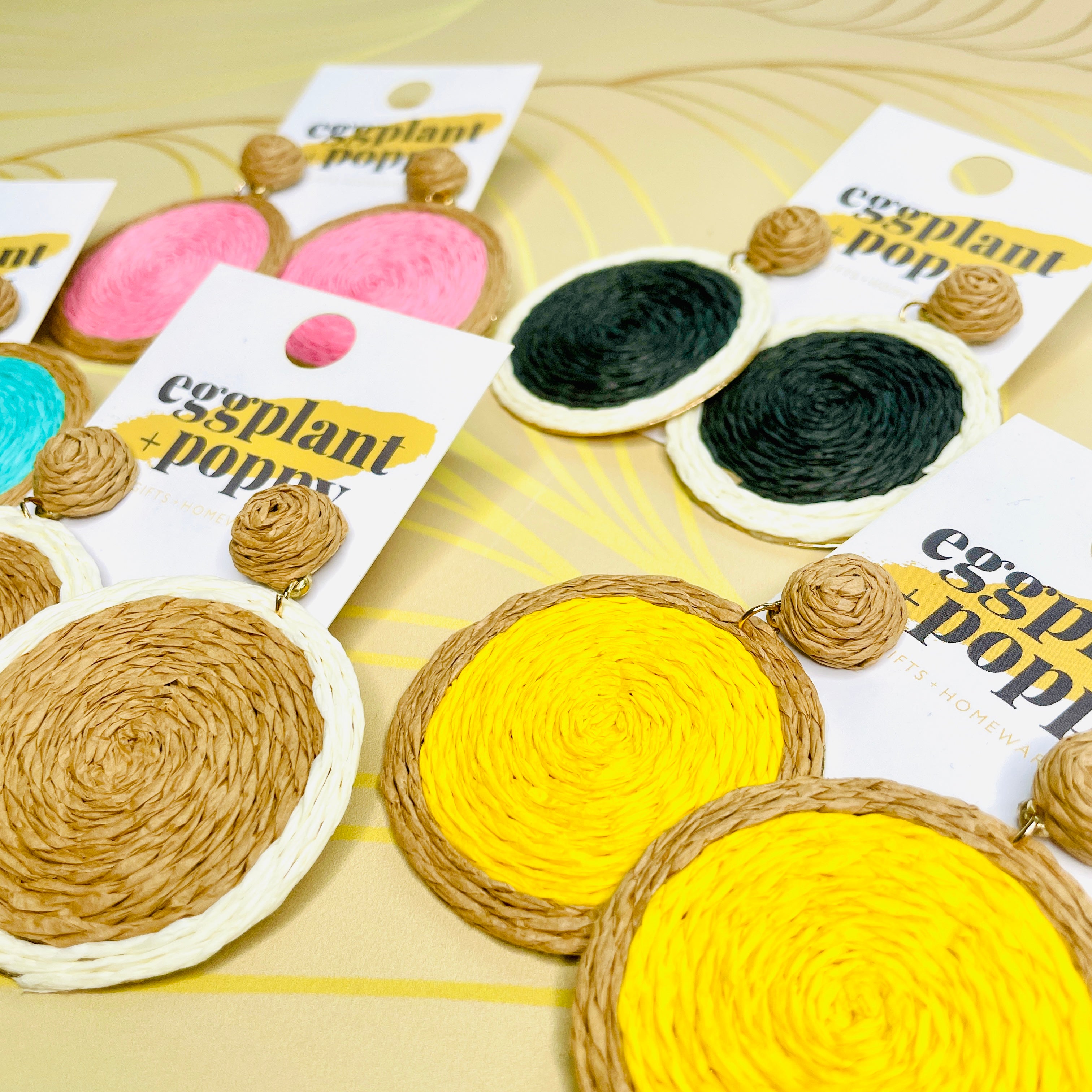 Colourful Rattan Disc Earrings