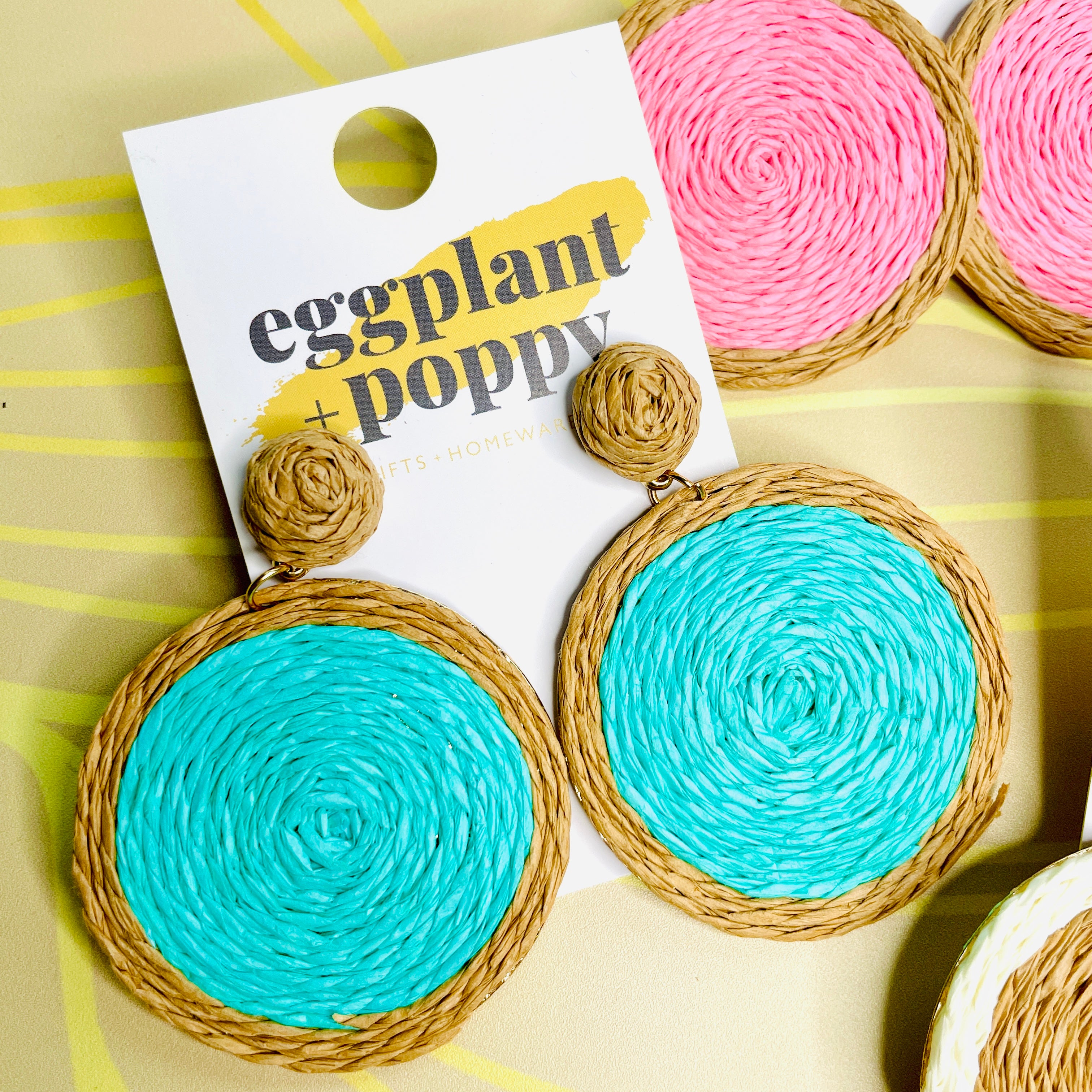 Colourful Rattan Disc Earrings