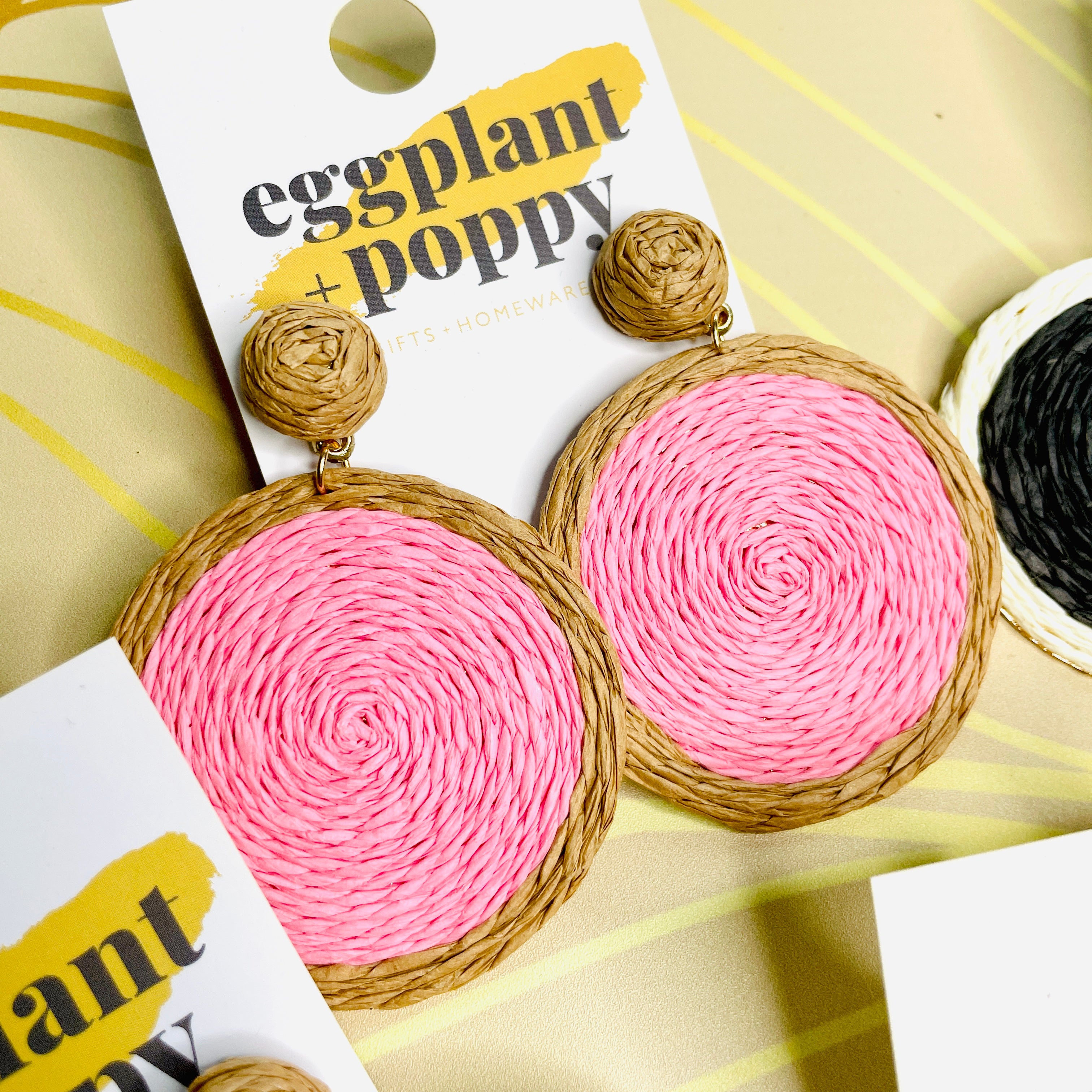 Colourful Rattan Disc Earrings