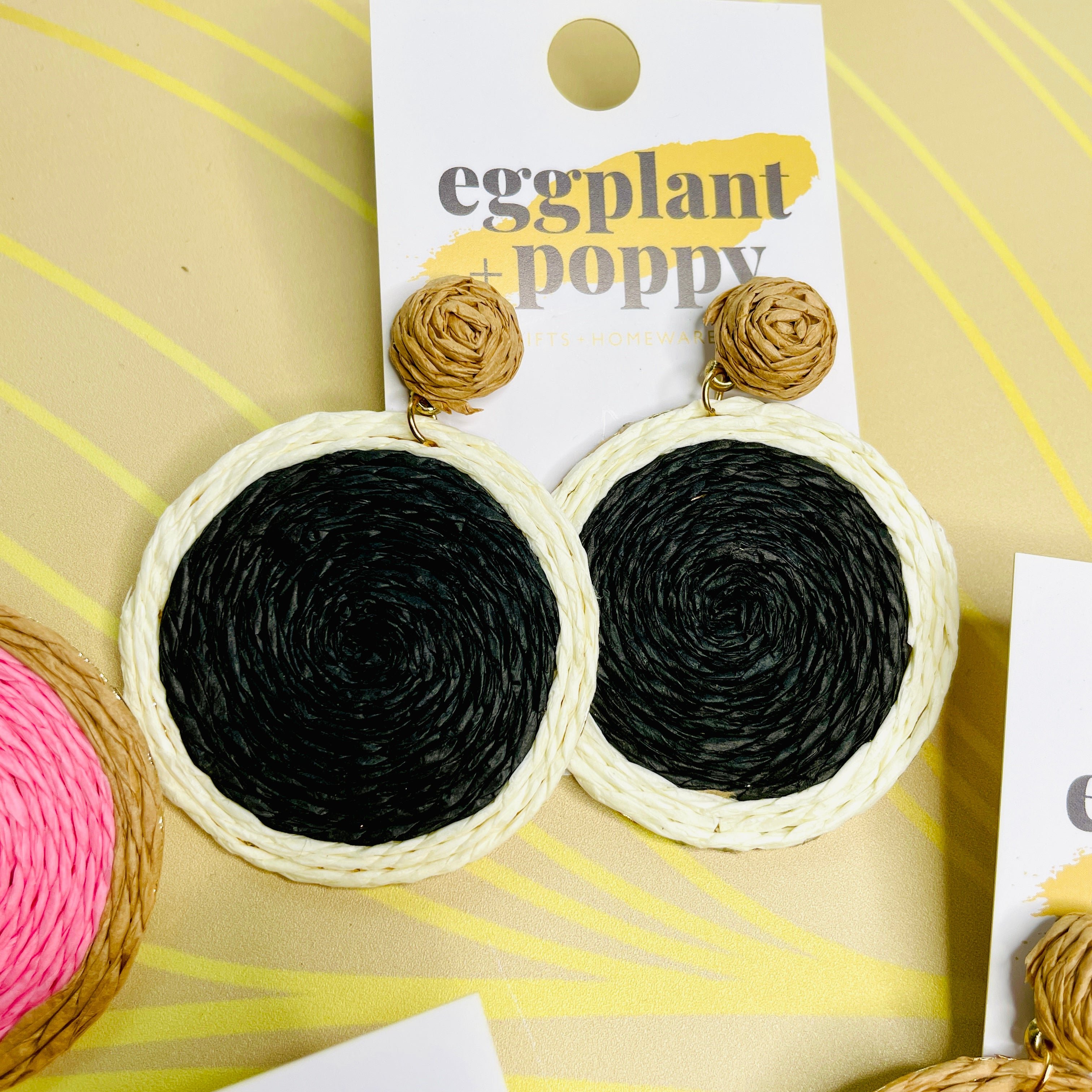 Colourful Rattan Disc Earrings