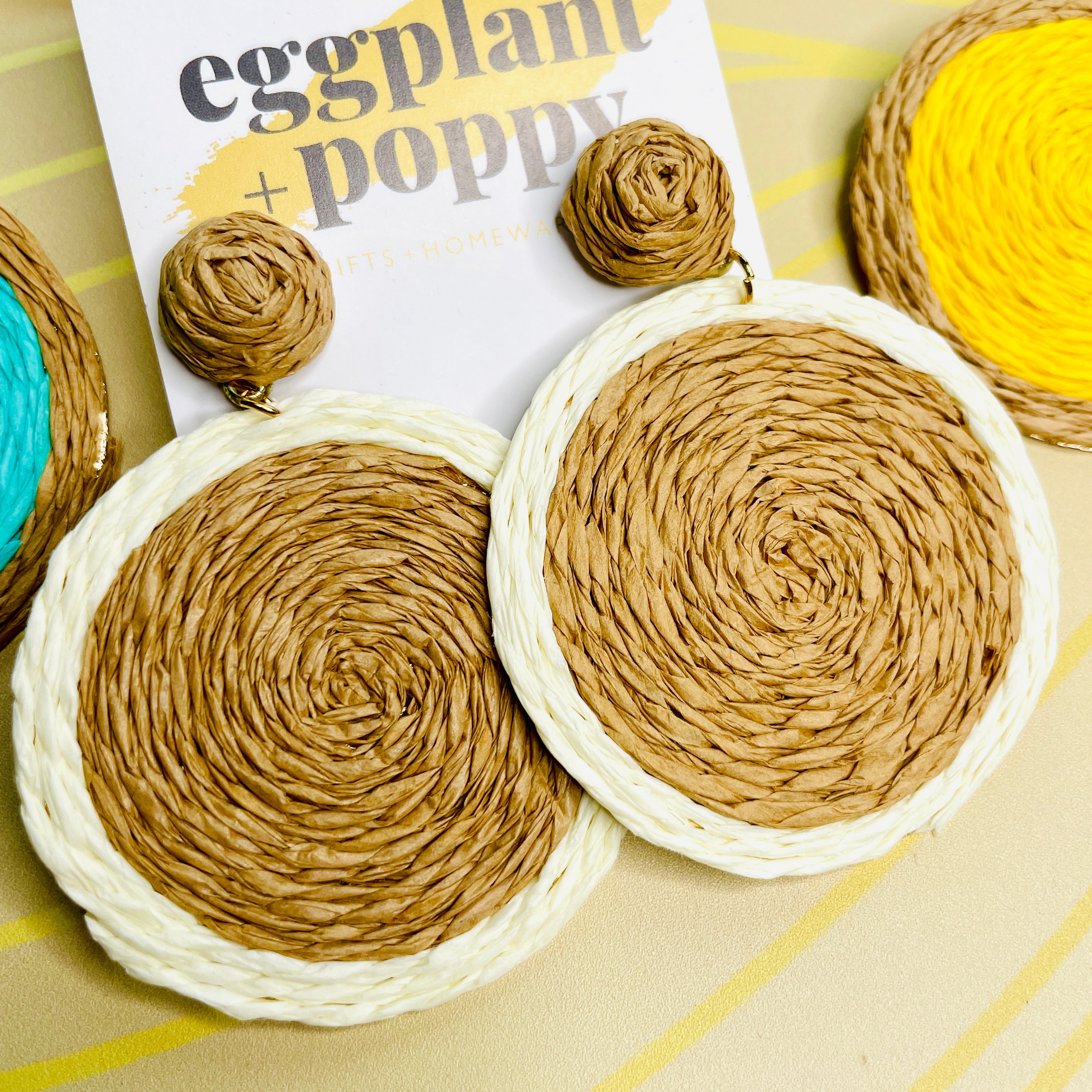 Colourful Rattan Disc Earrings