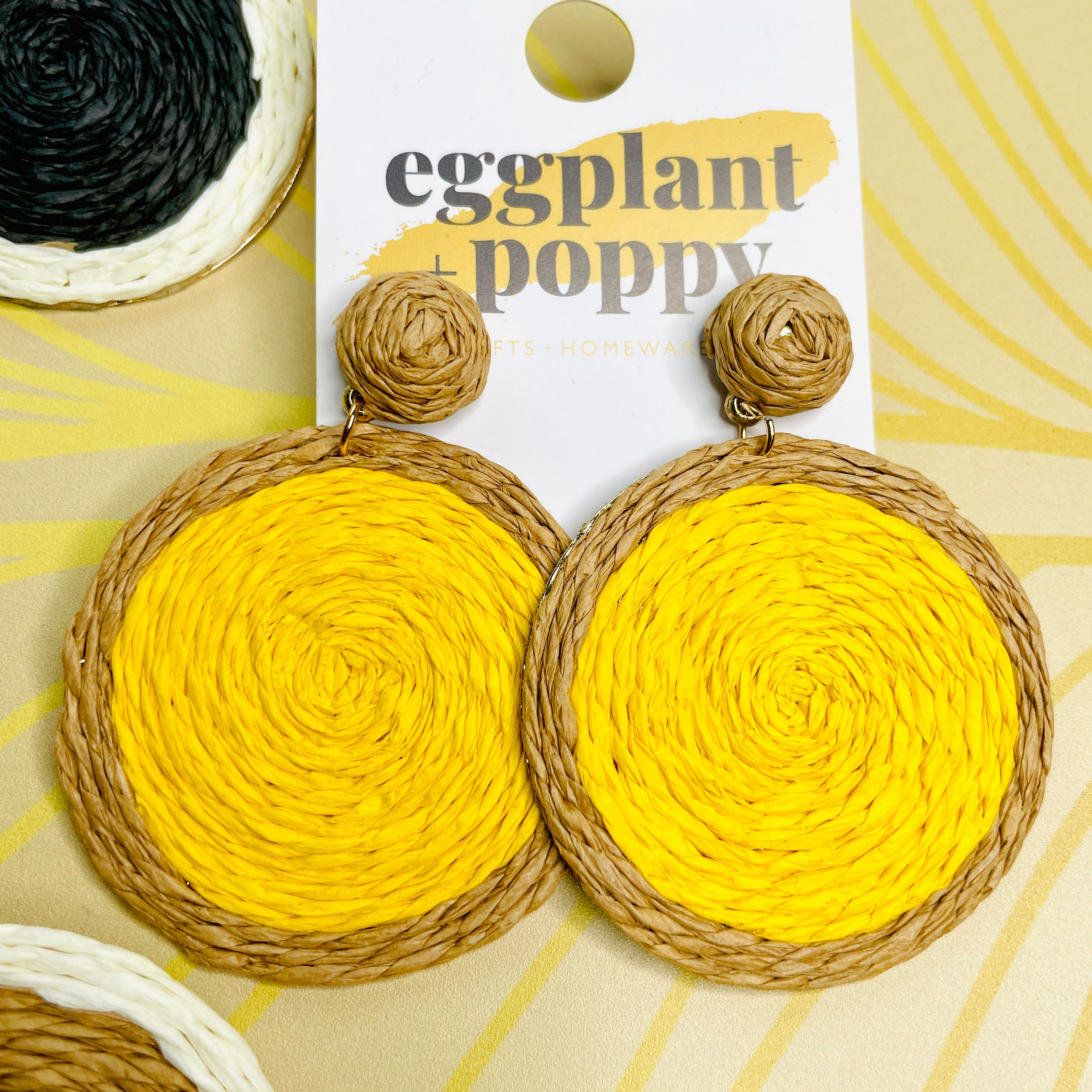 Colourful Rattan Disc Earrings