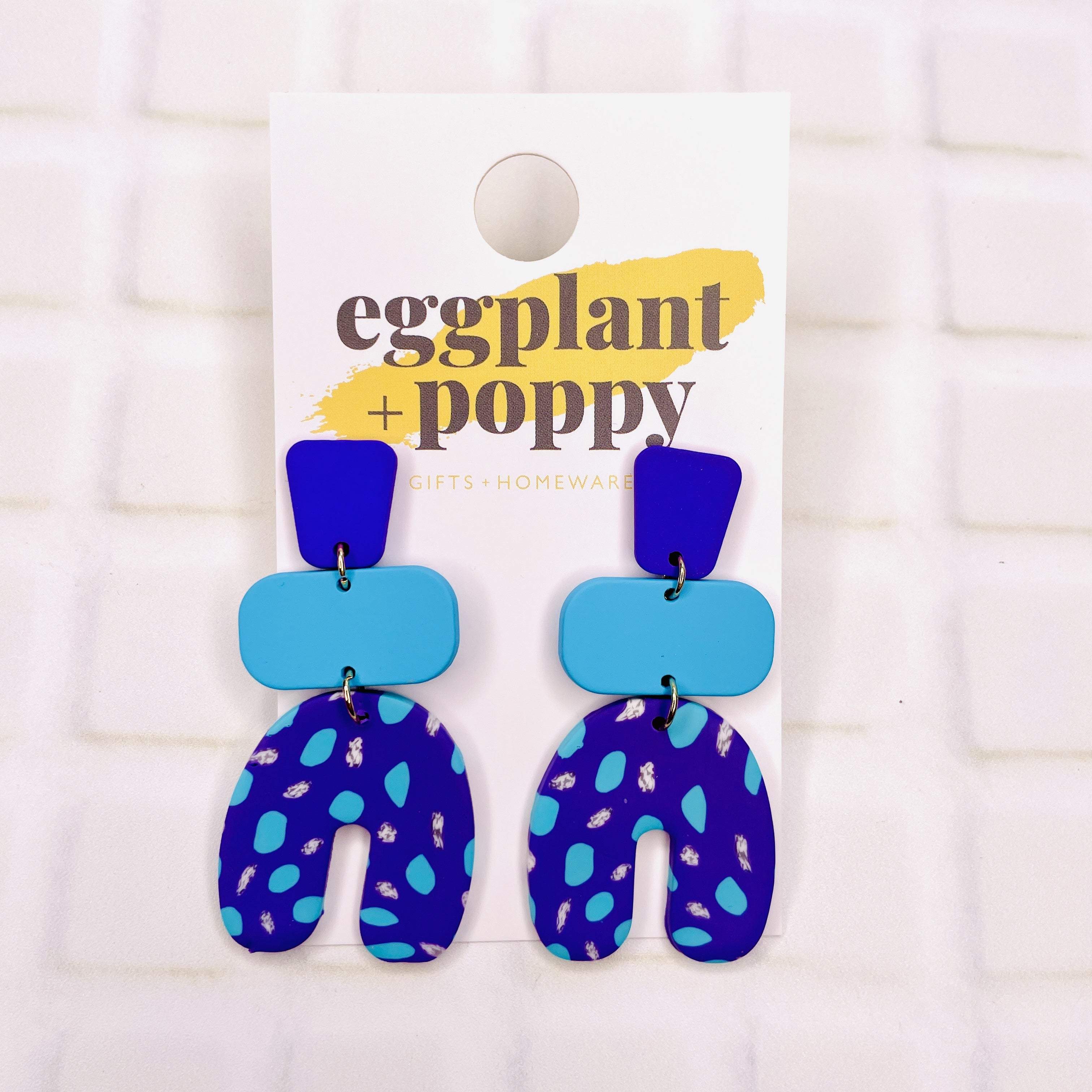 Art Earrings - Teal & Purple Shapes