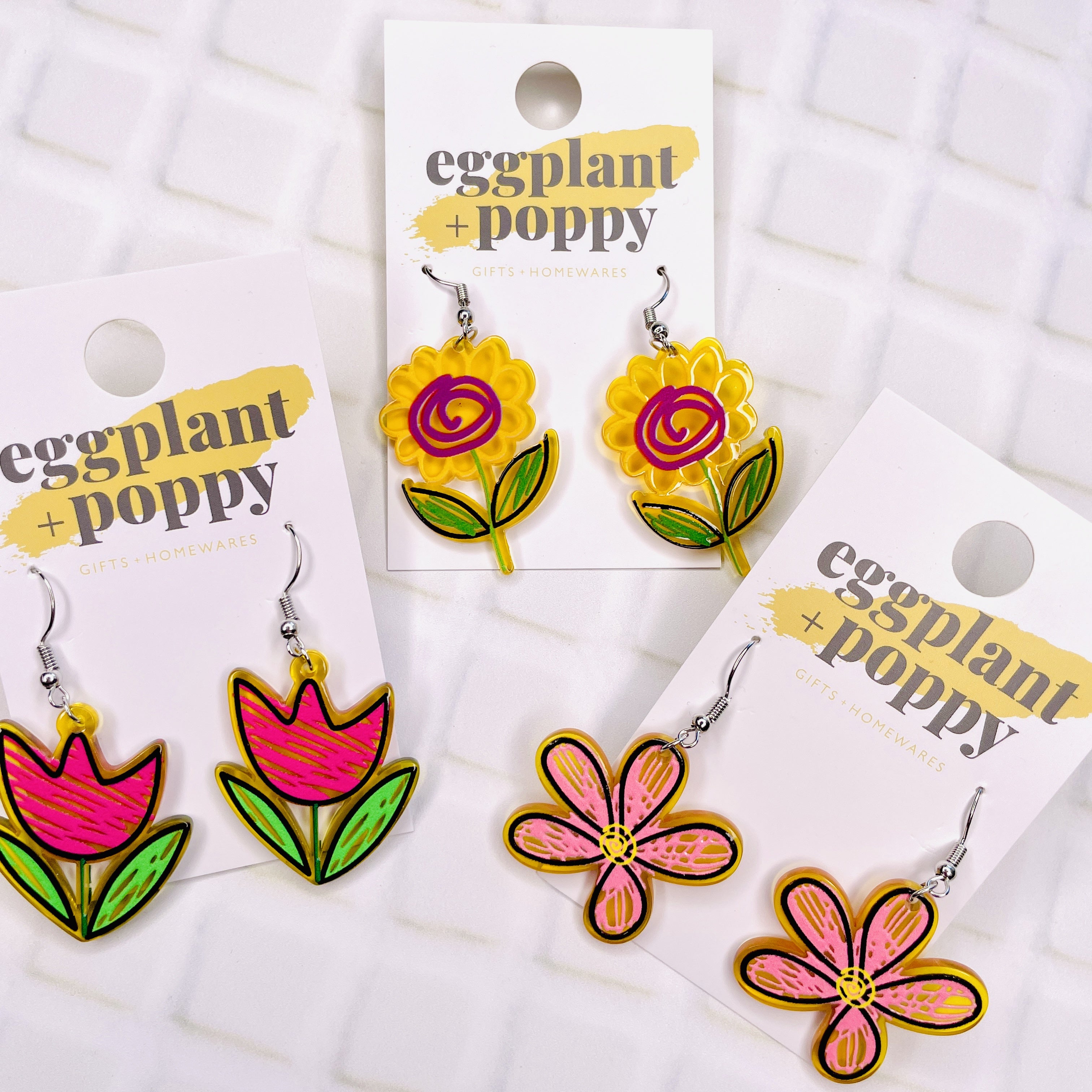 Sketched Flower Earrings