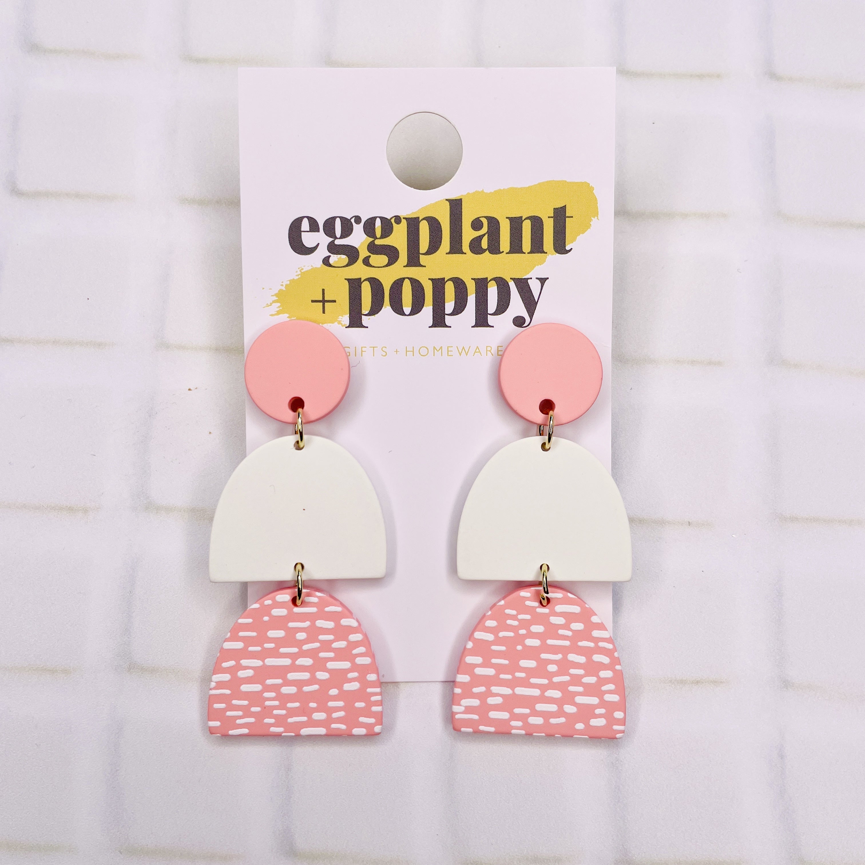 Pink & White Stack Earrings