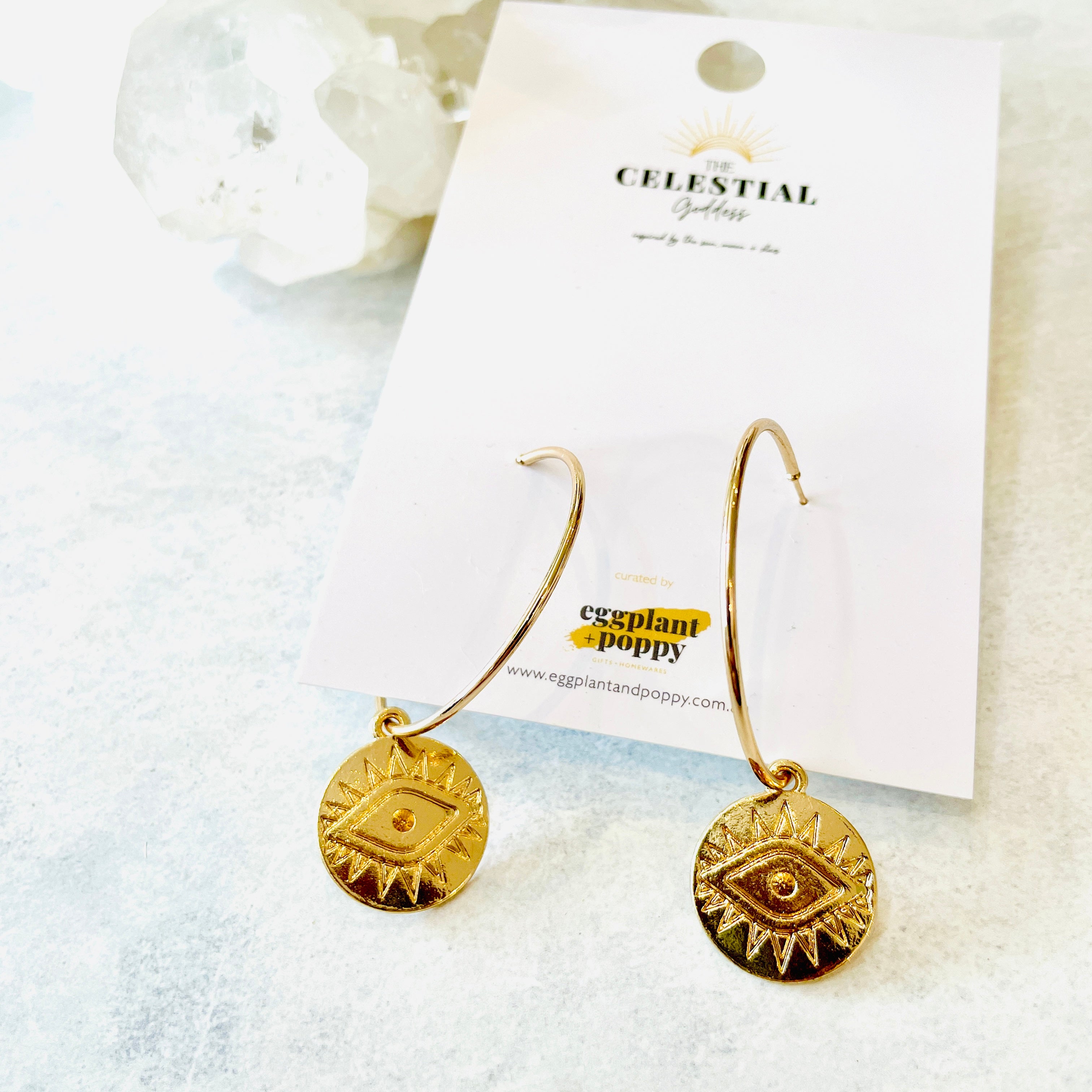 Eye Disc Hoop Earrings