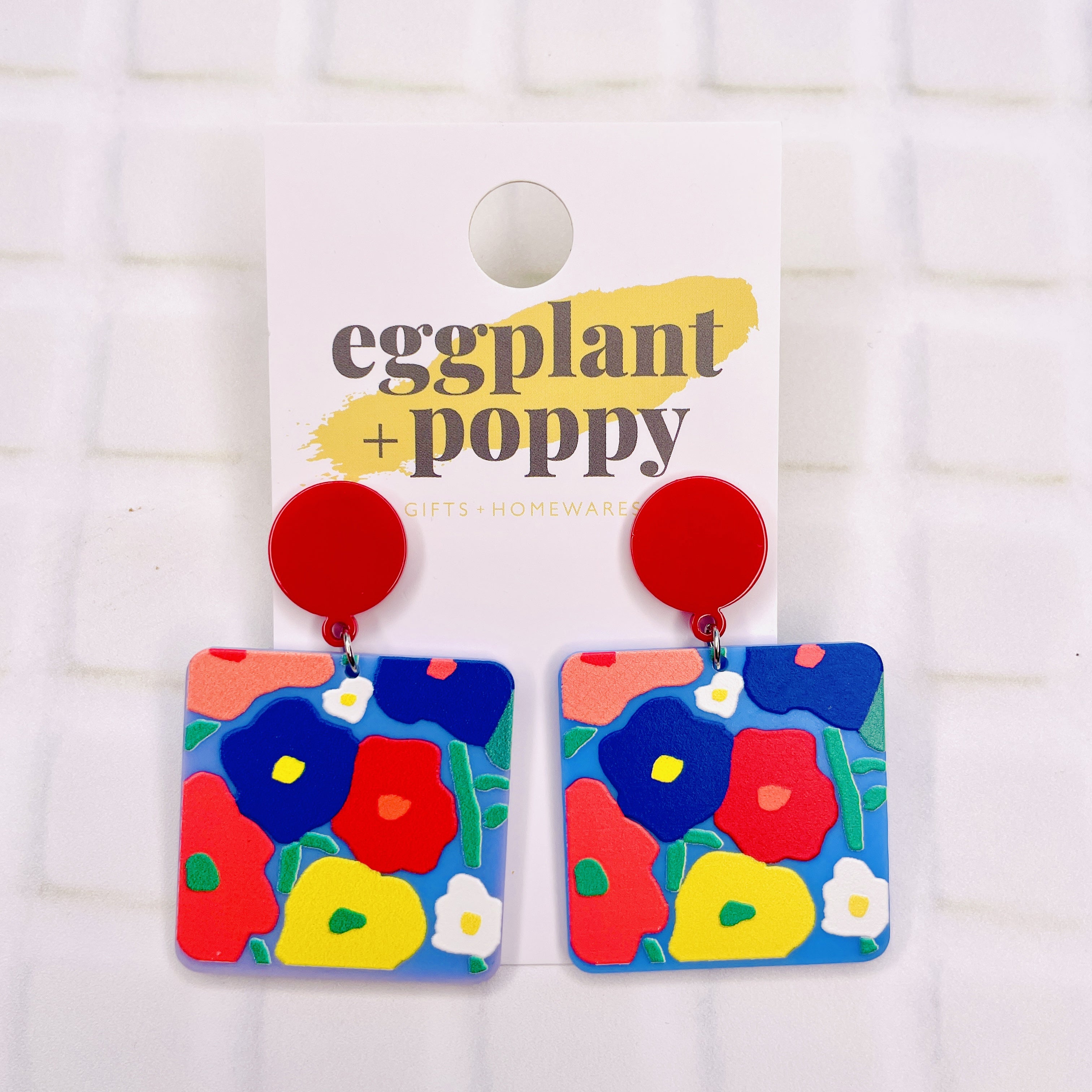 Floral Square Earrings