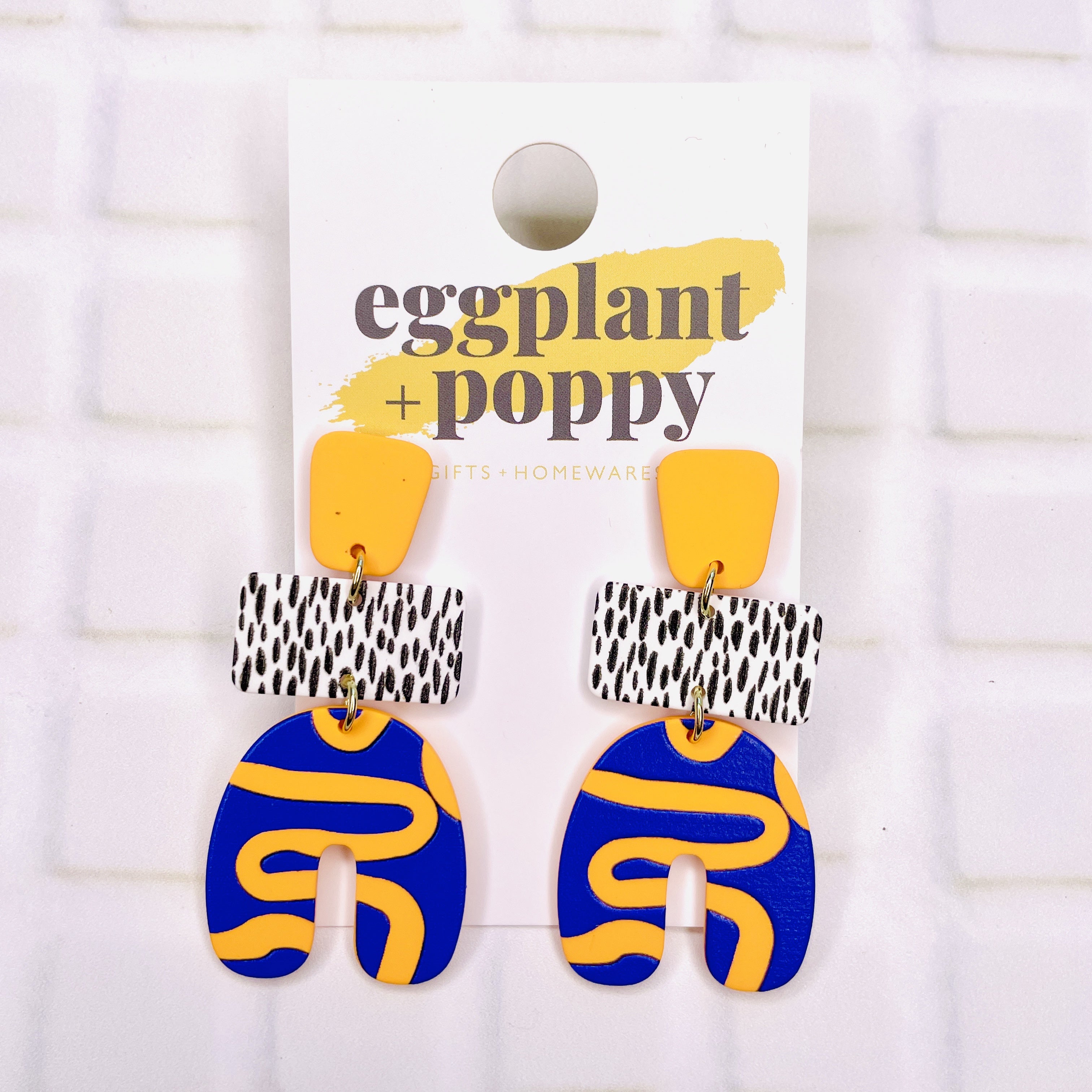 Art Earrings - Purple & Orange