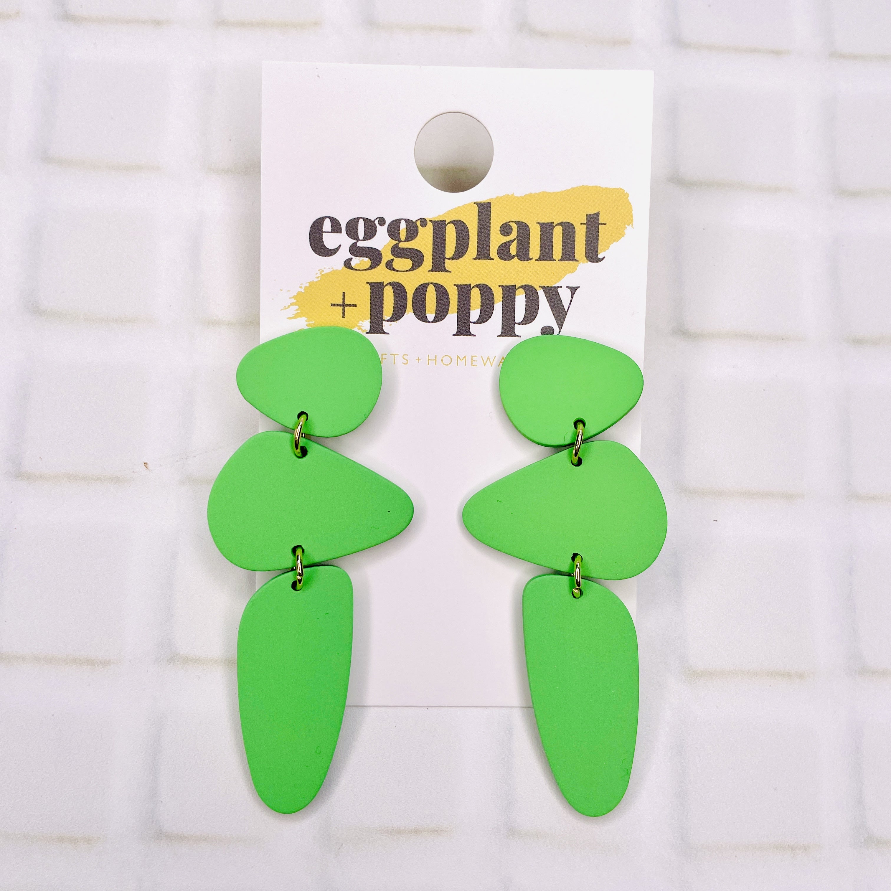 Art Earrings - Green Shapes