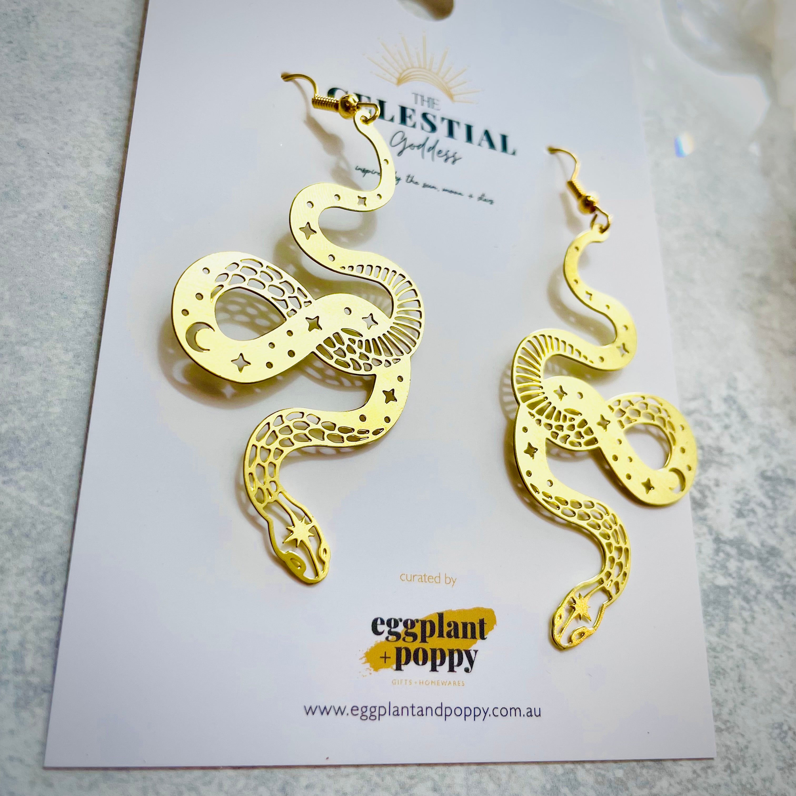 Gold Asteria Snake Earrings
