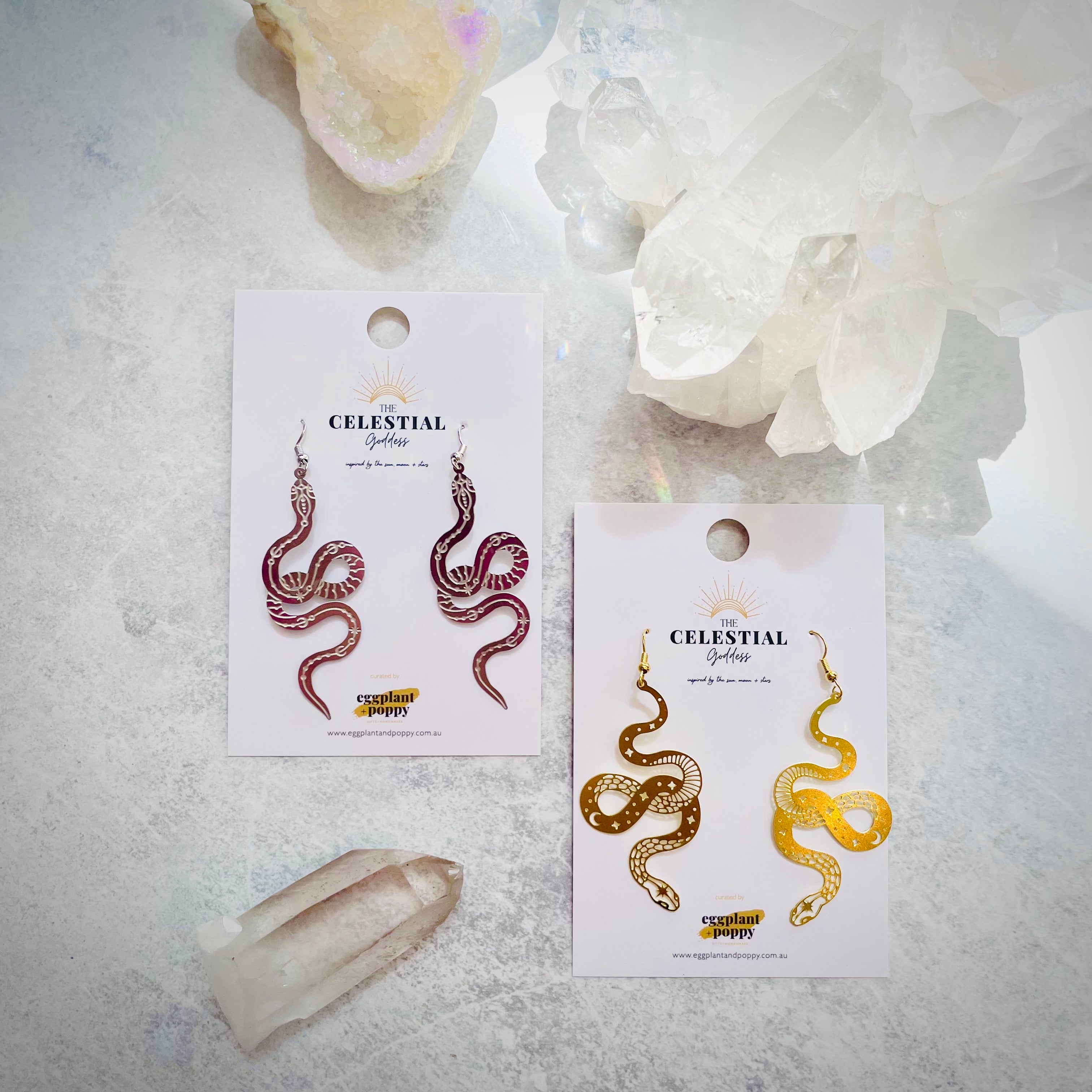 Gold Asteria Snake Earrings