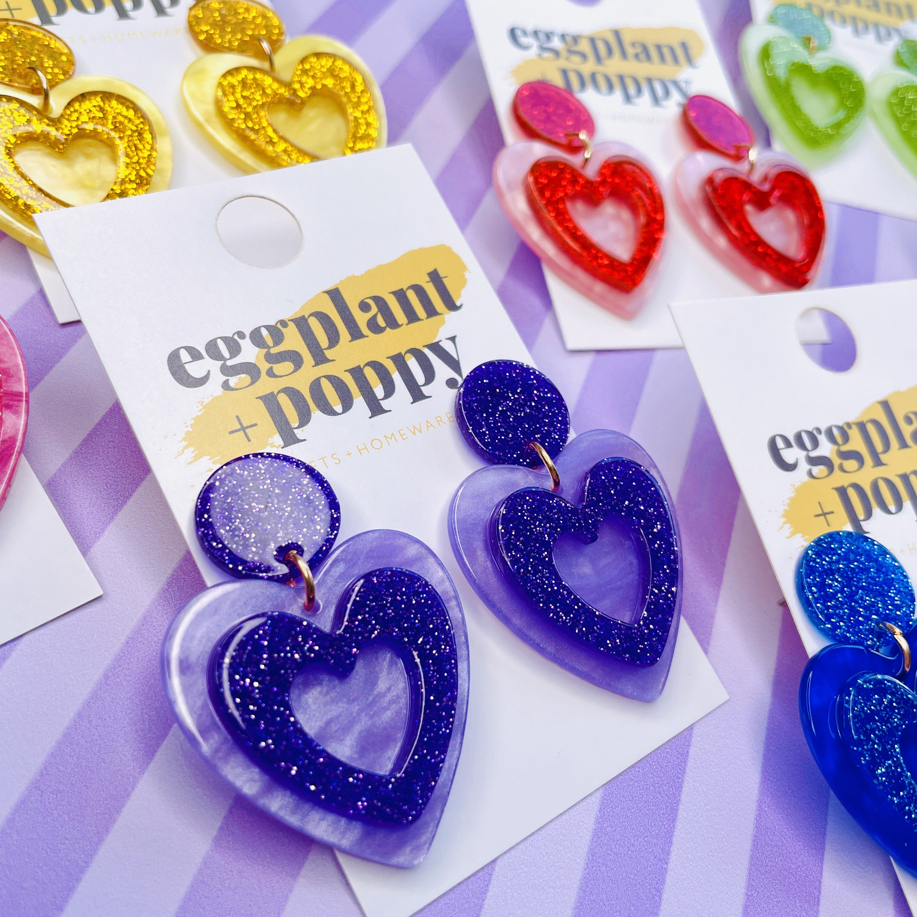 Glitter Heart Earrings