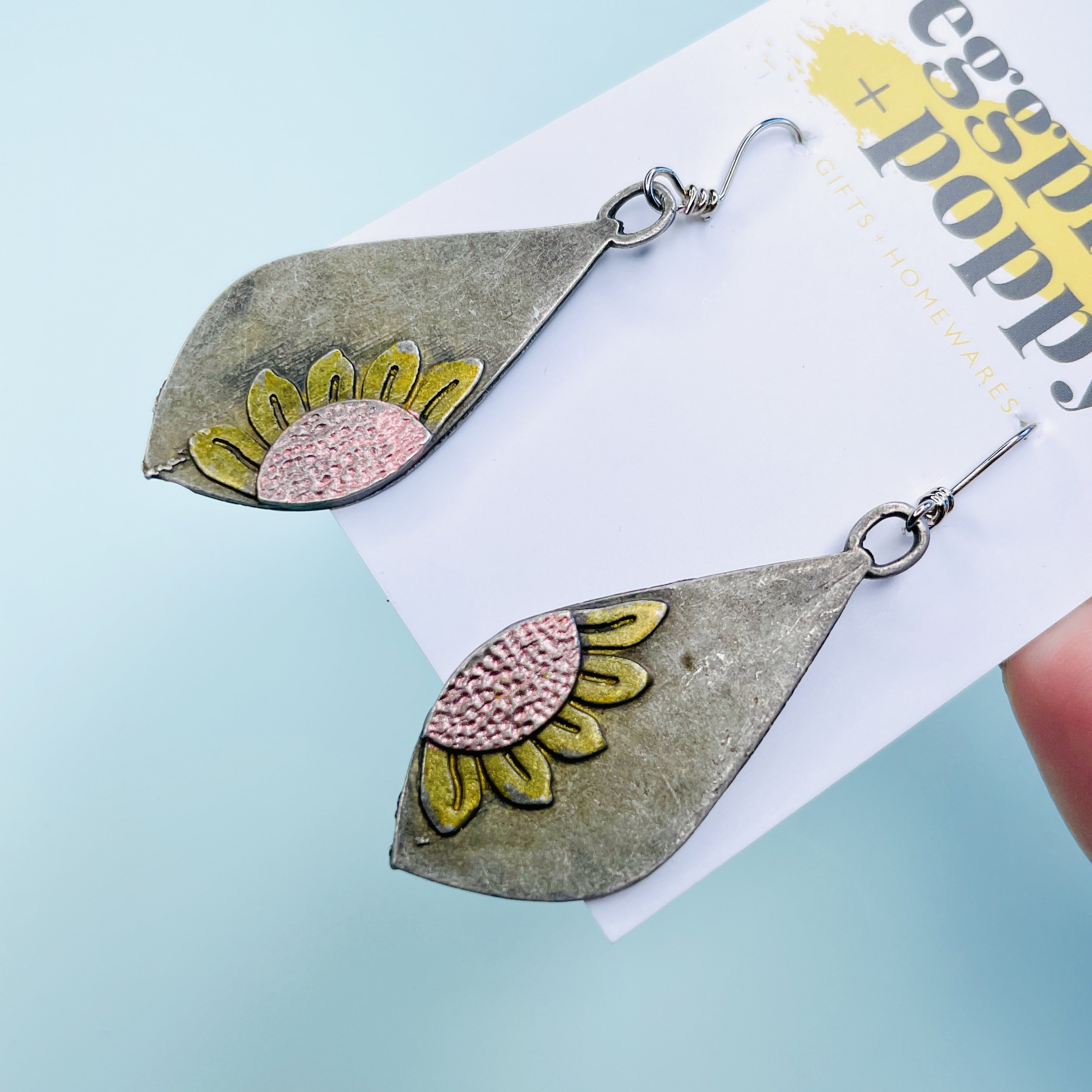 Metal Sunflower Earrings