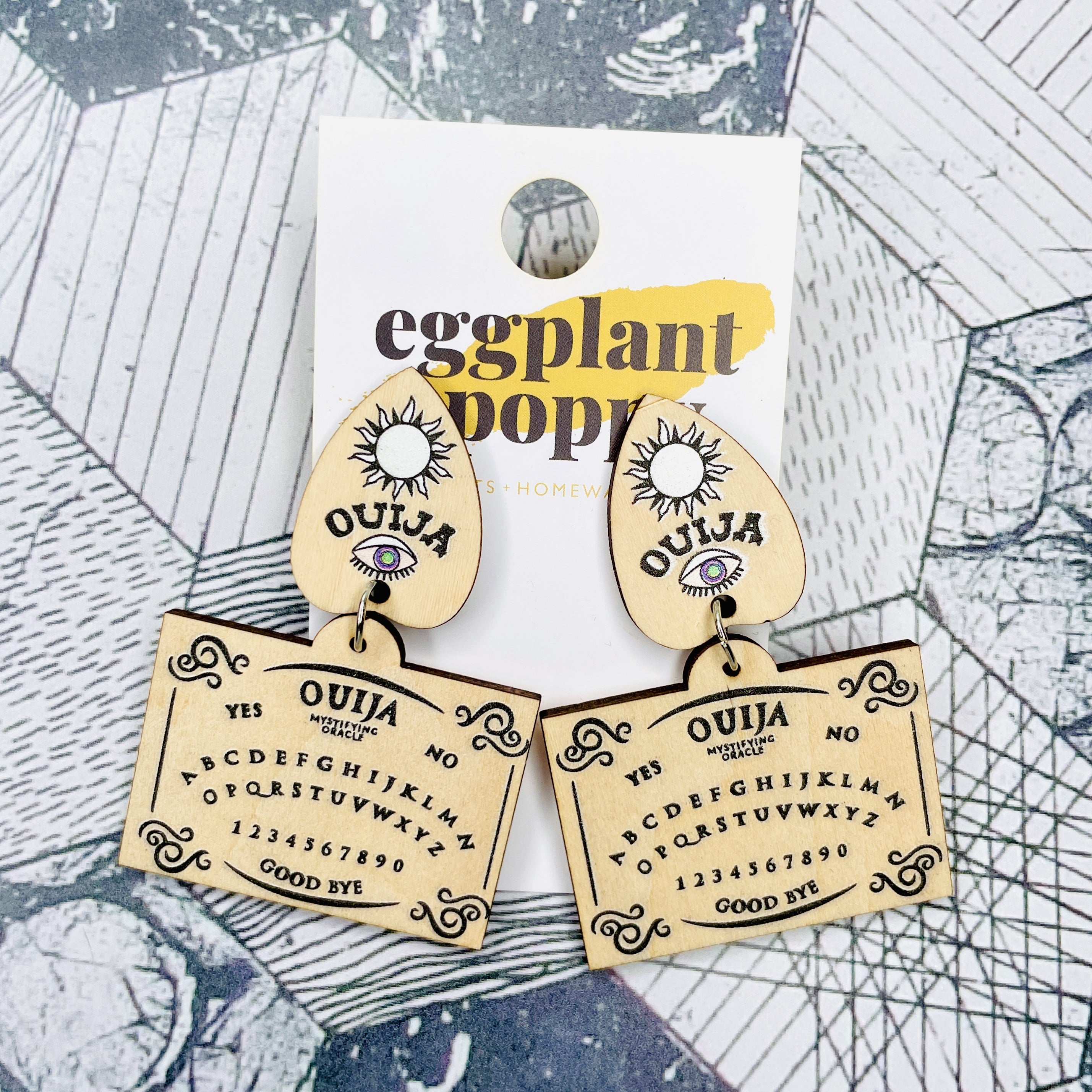 Ouija Board Timber Earrings