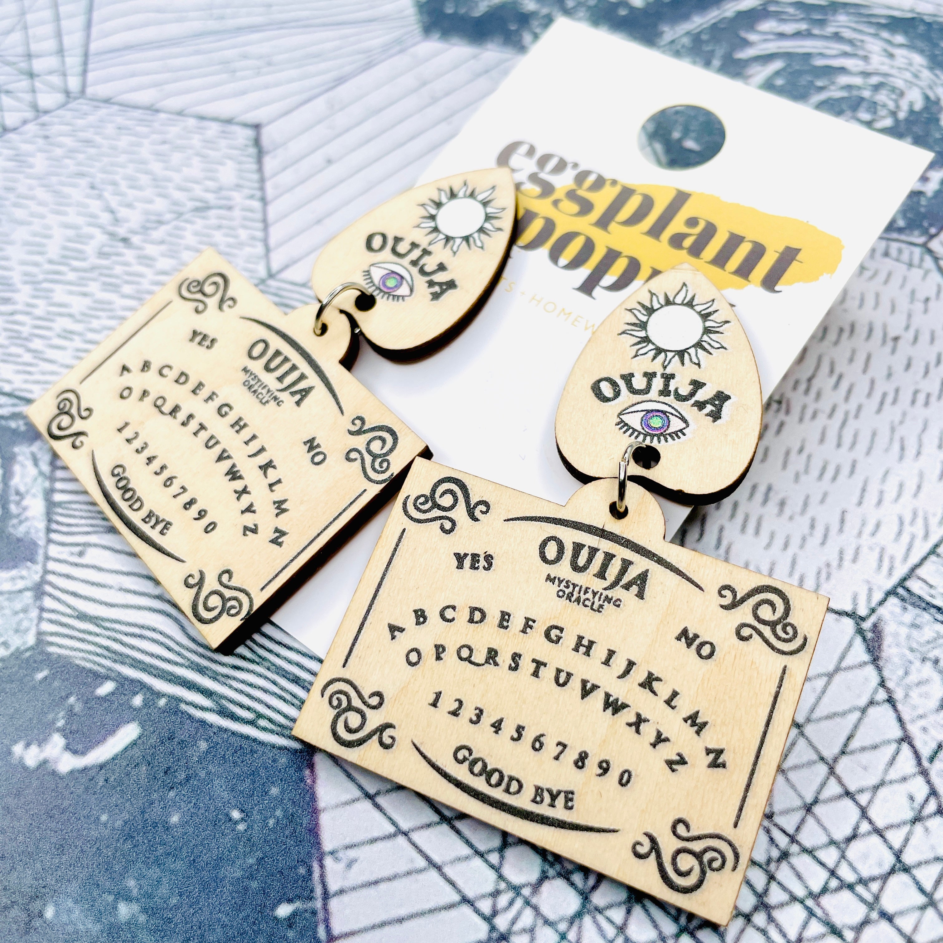 Ouija Board Timber Earrings