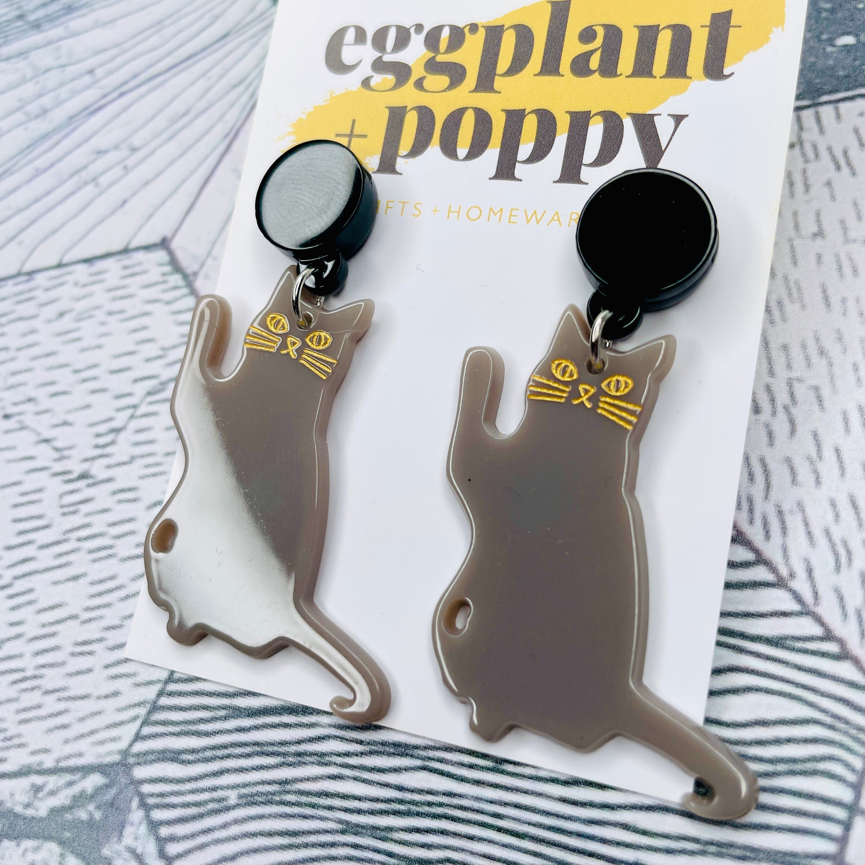 Grey Cat Earrings