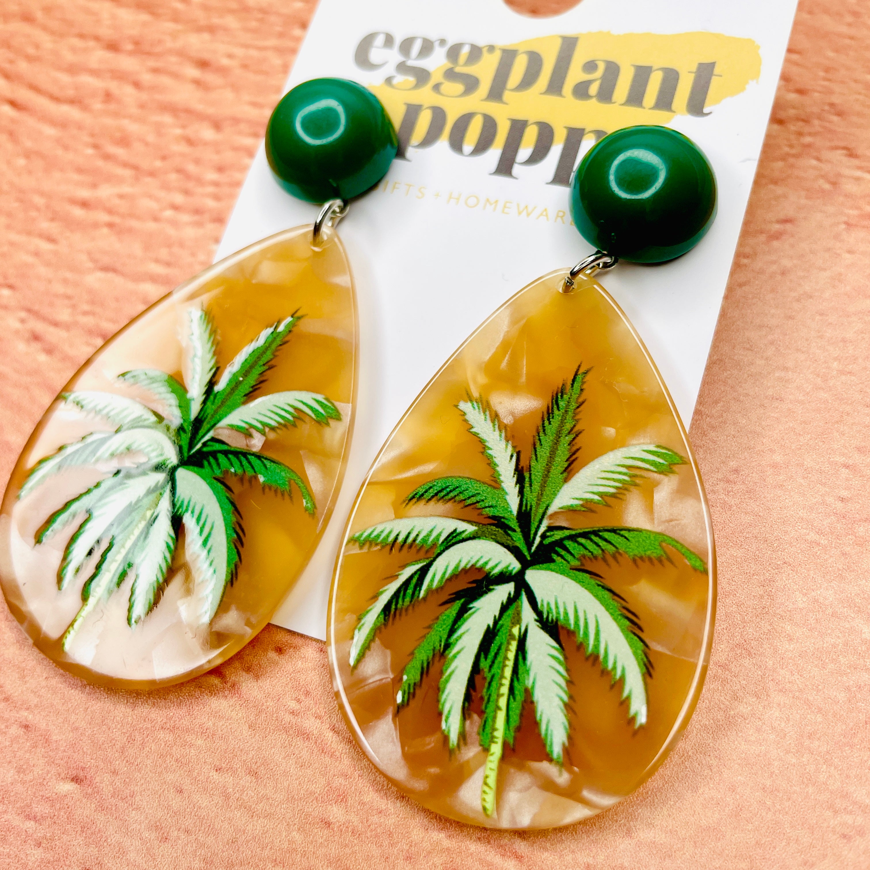 Green Palm Earrings