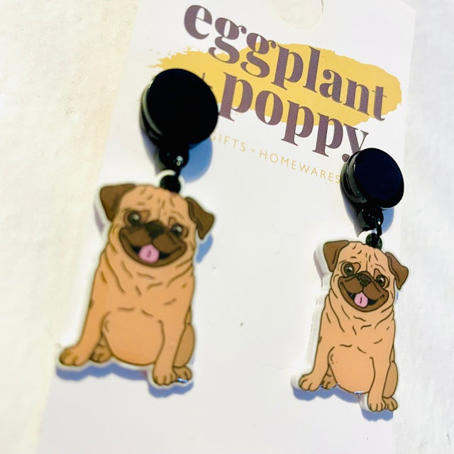 Brown Pug Earrings