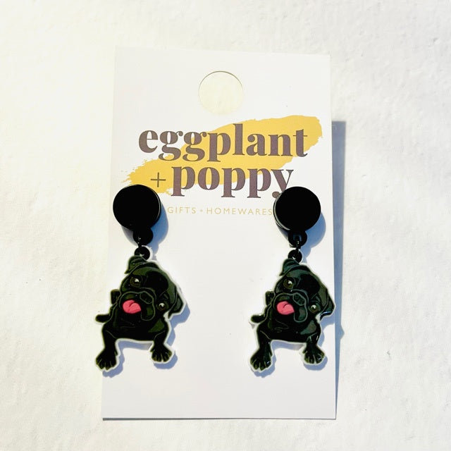 Black Pug Earrings