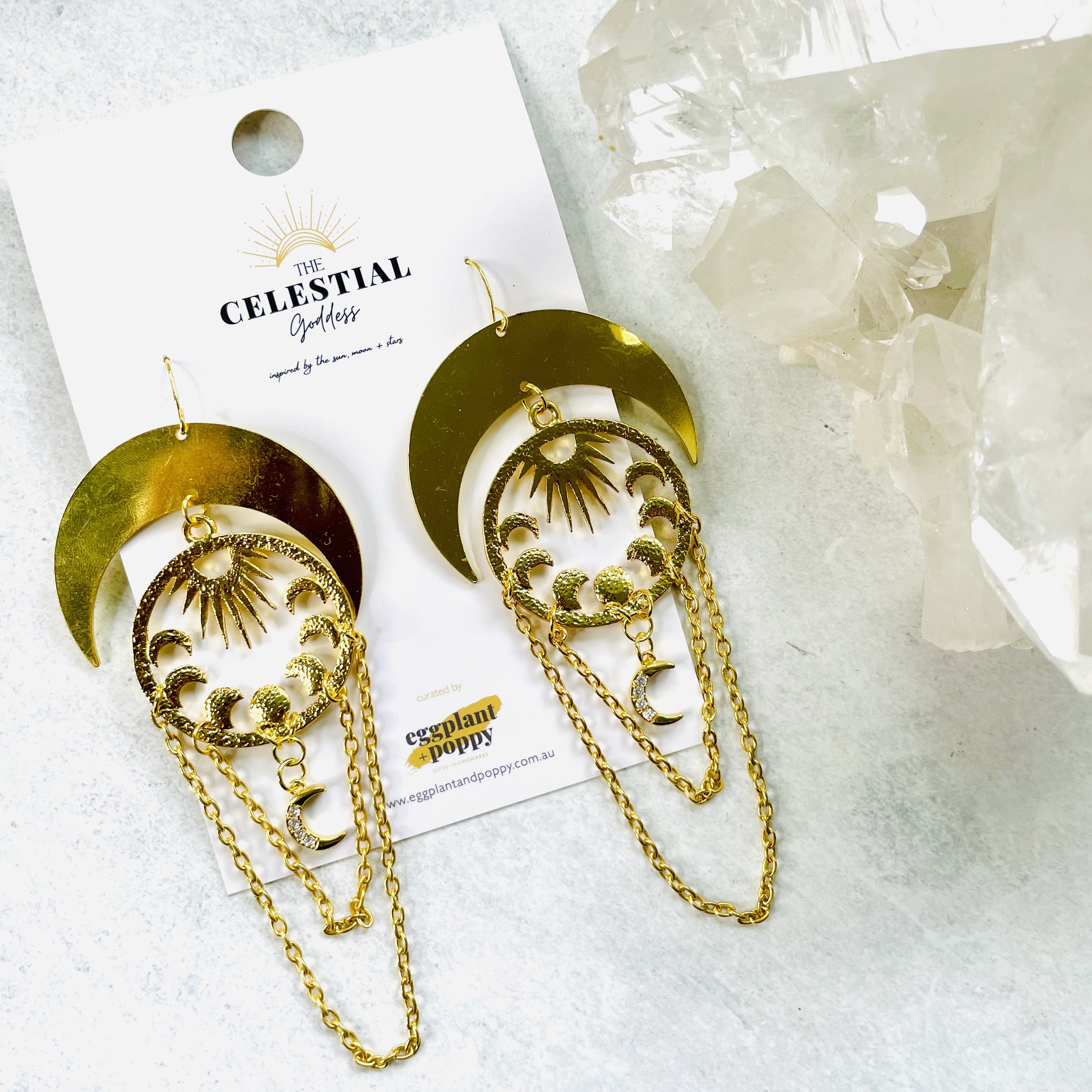 Golden Light Moon Phase Earrings