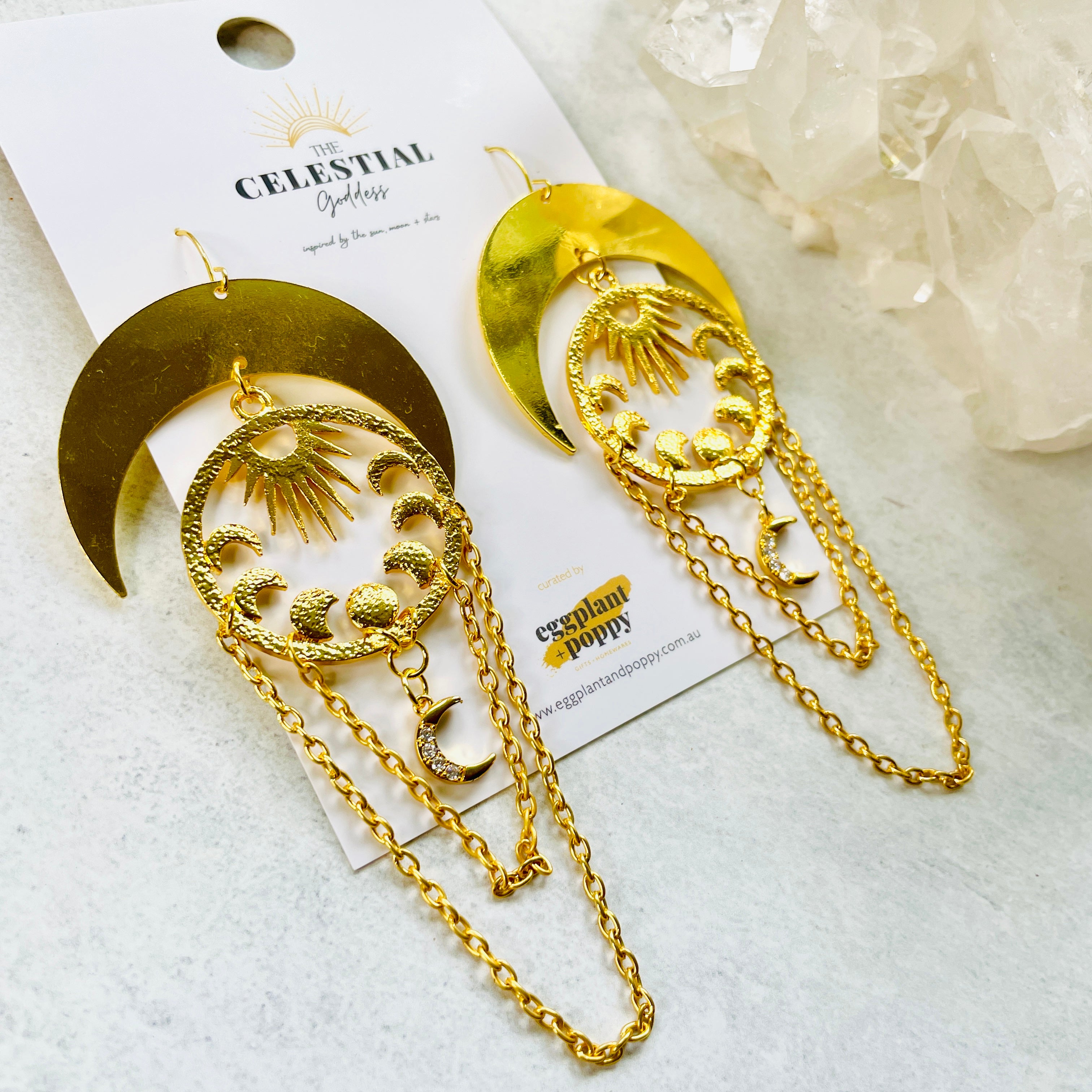 Golden Light Moon Phase Earrings