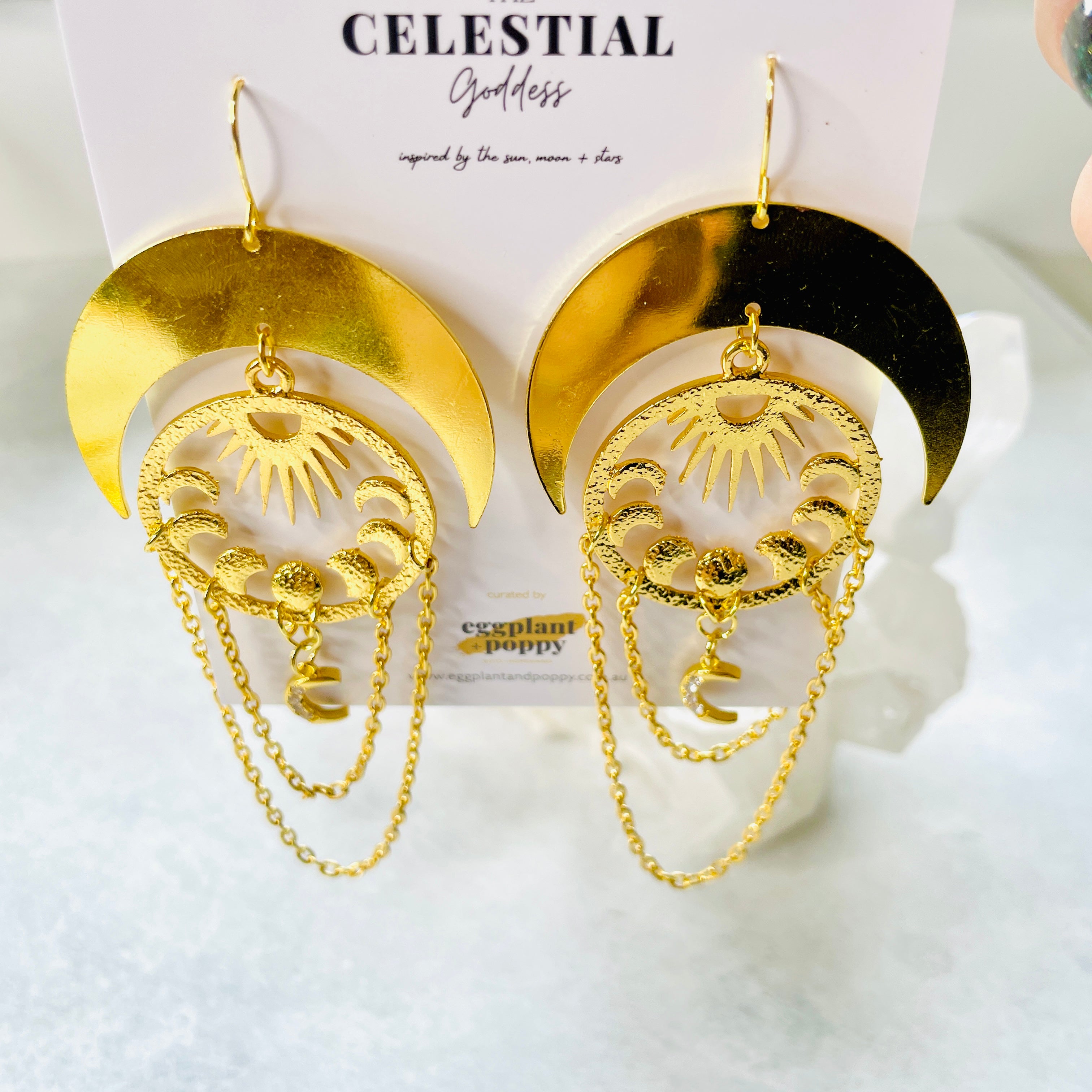 Golden Light Moon Phase Earrings