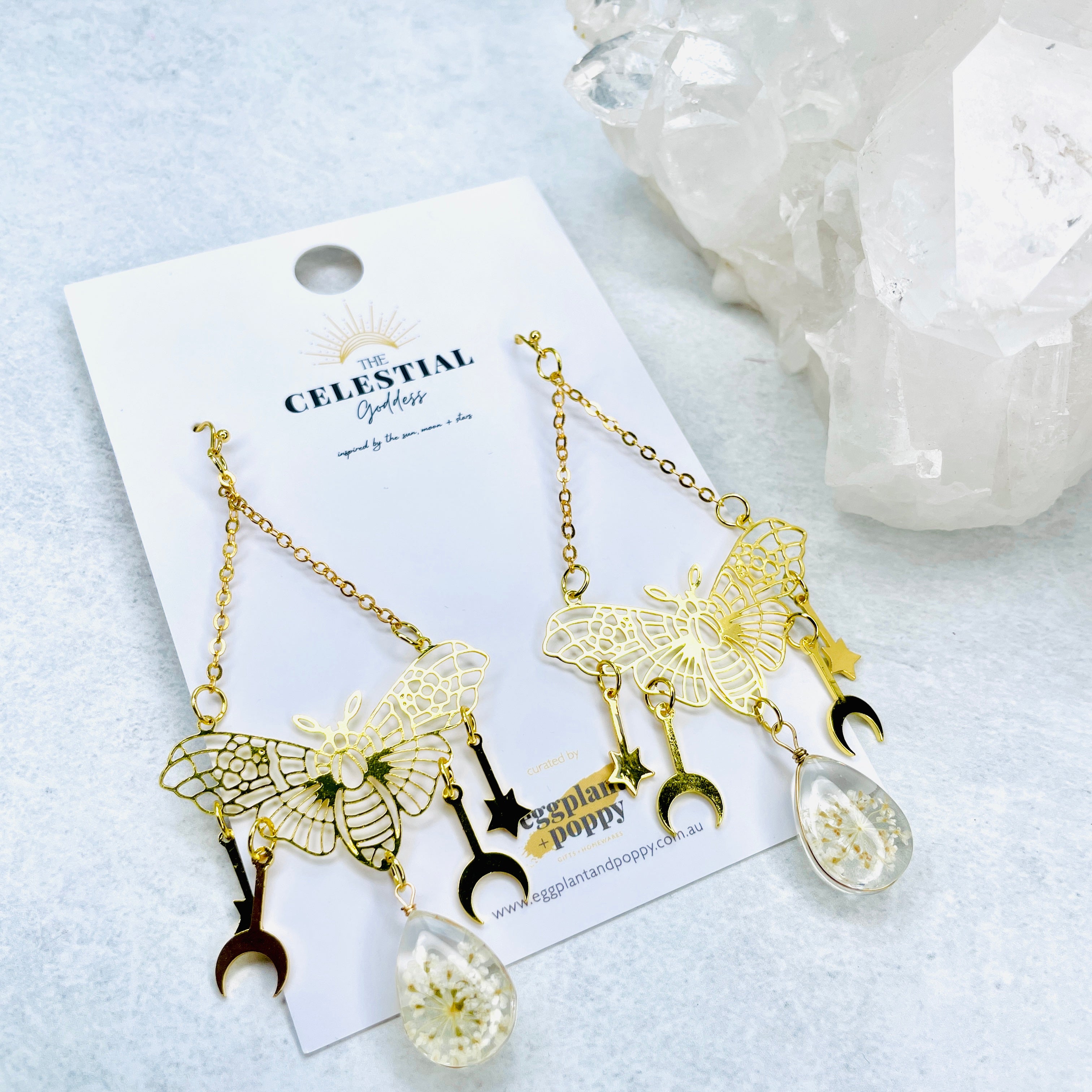 Golden Luna Moth Earrings