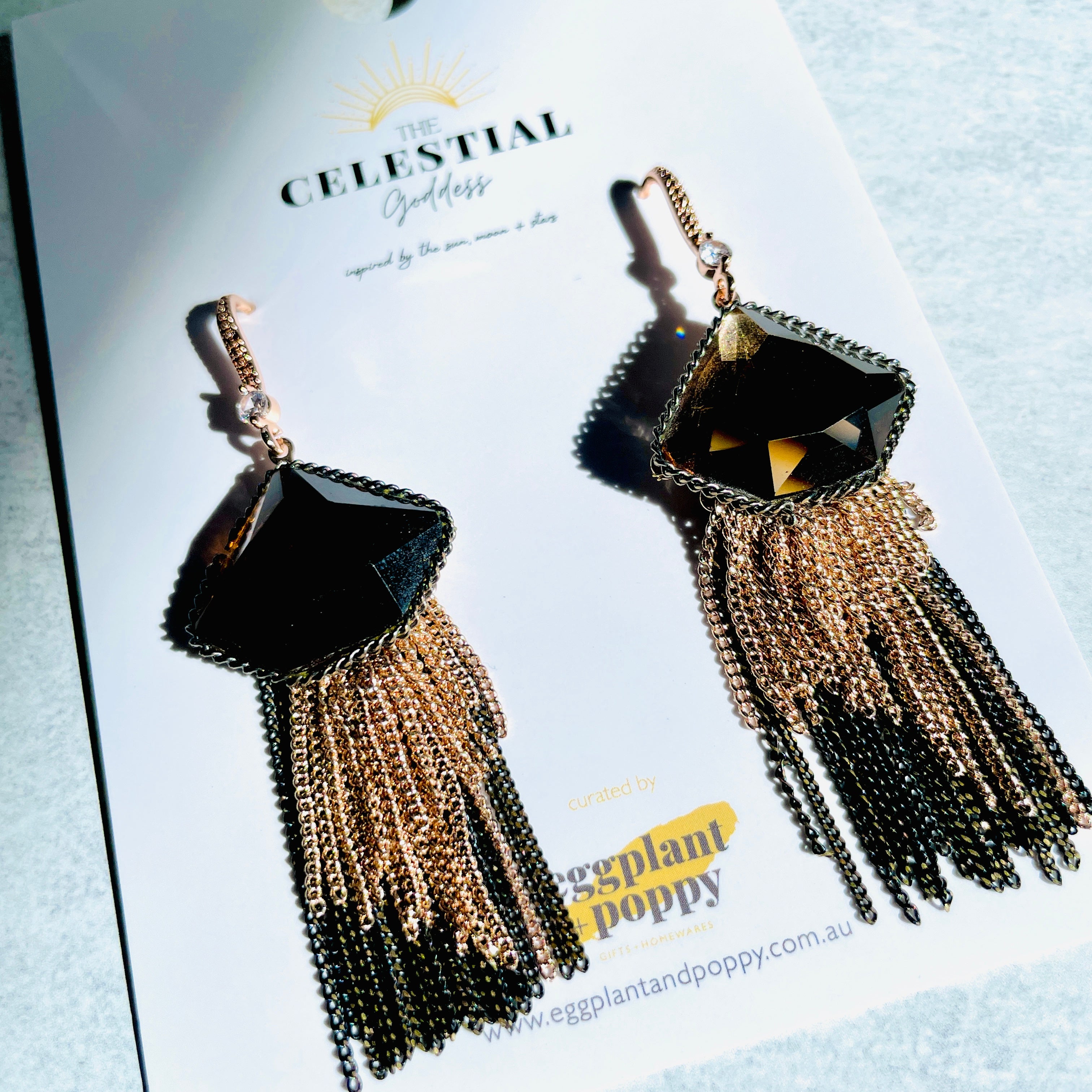 Goddess Amber Chain Earrings