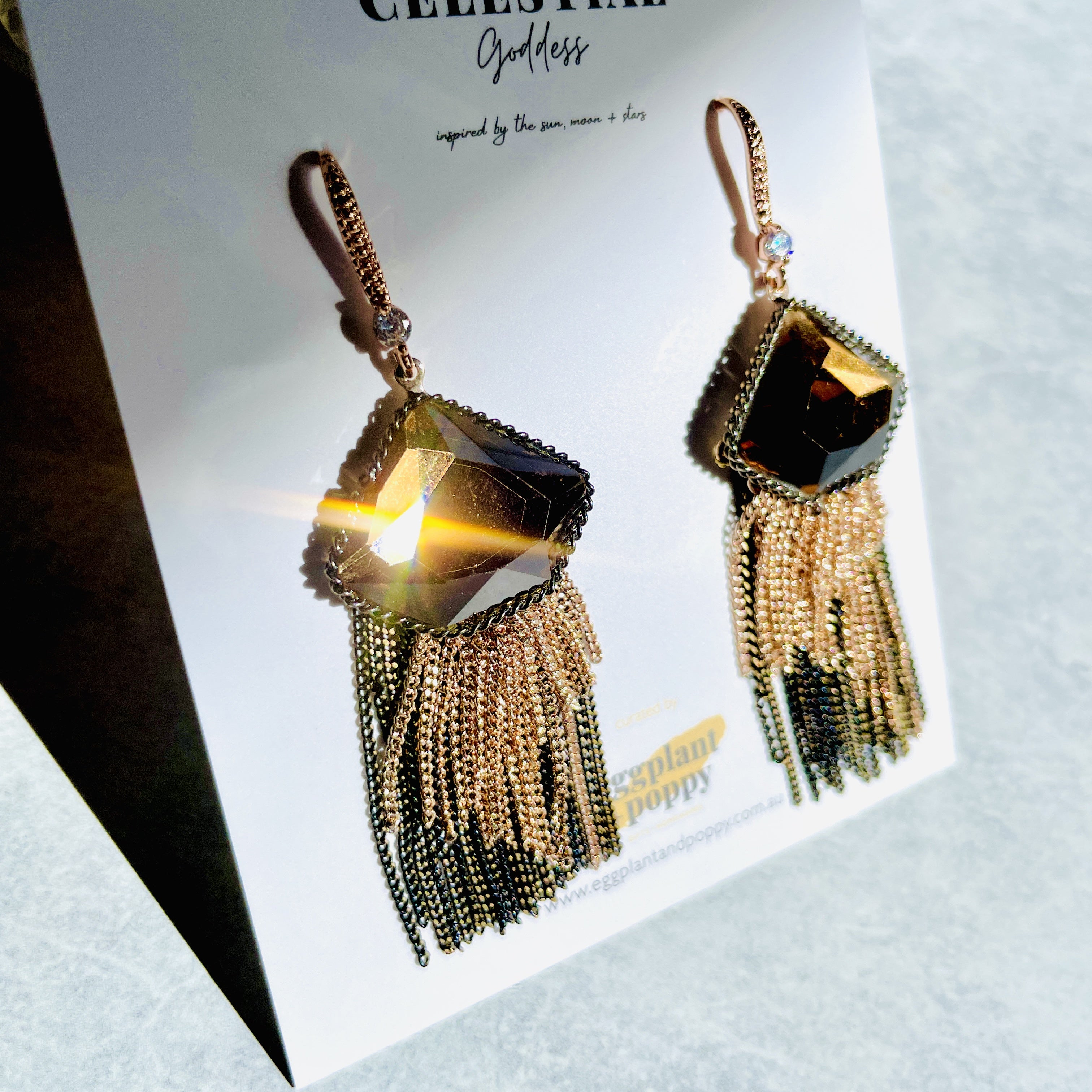 Goddess Amber Chain Earrings