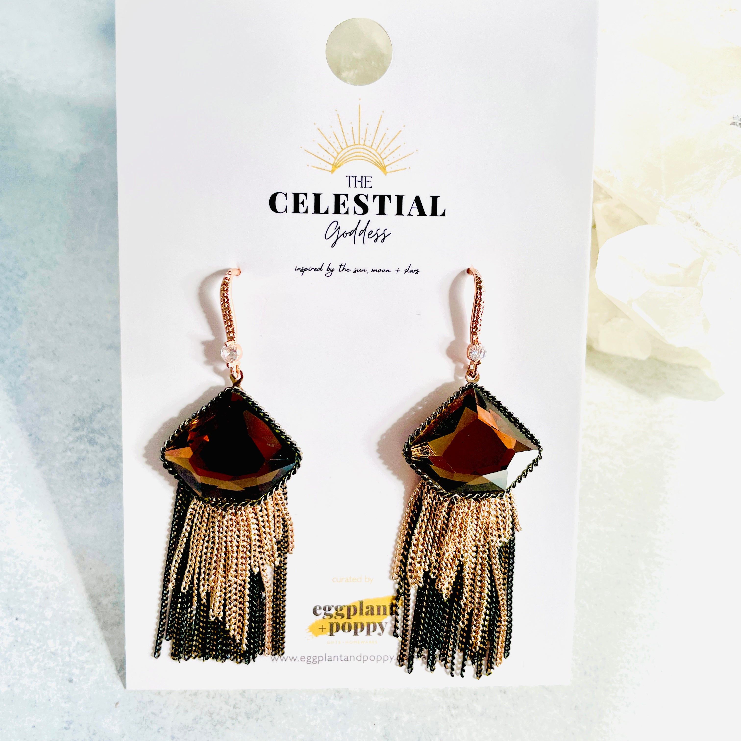 Goddess Amber Chain Earrings