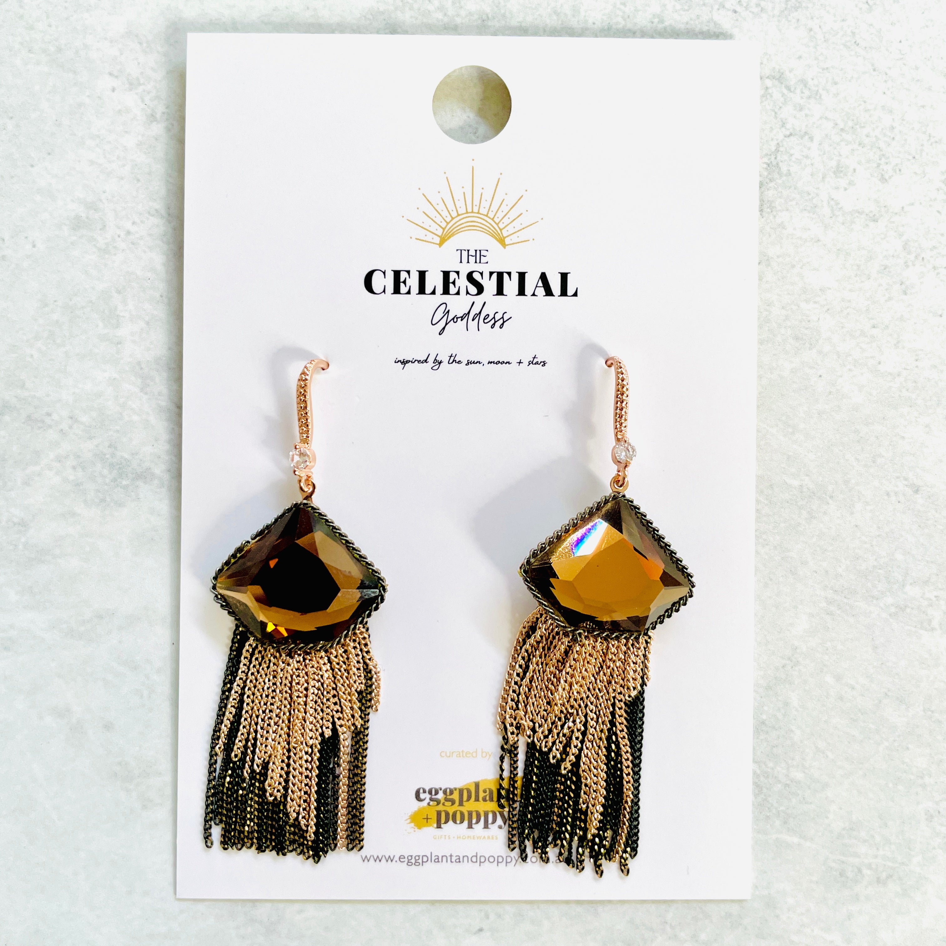 Goddess Amber Chain Earrings