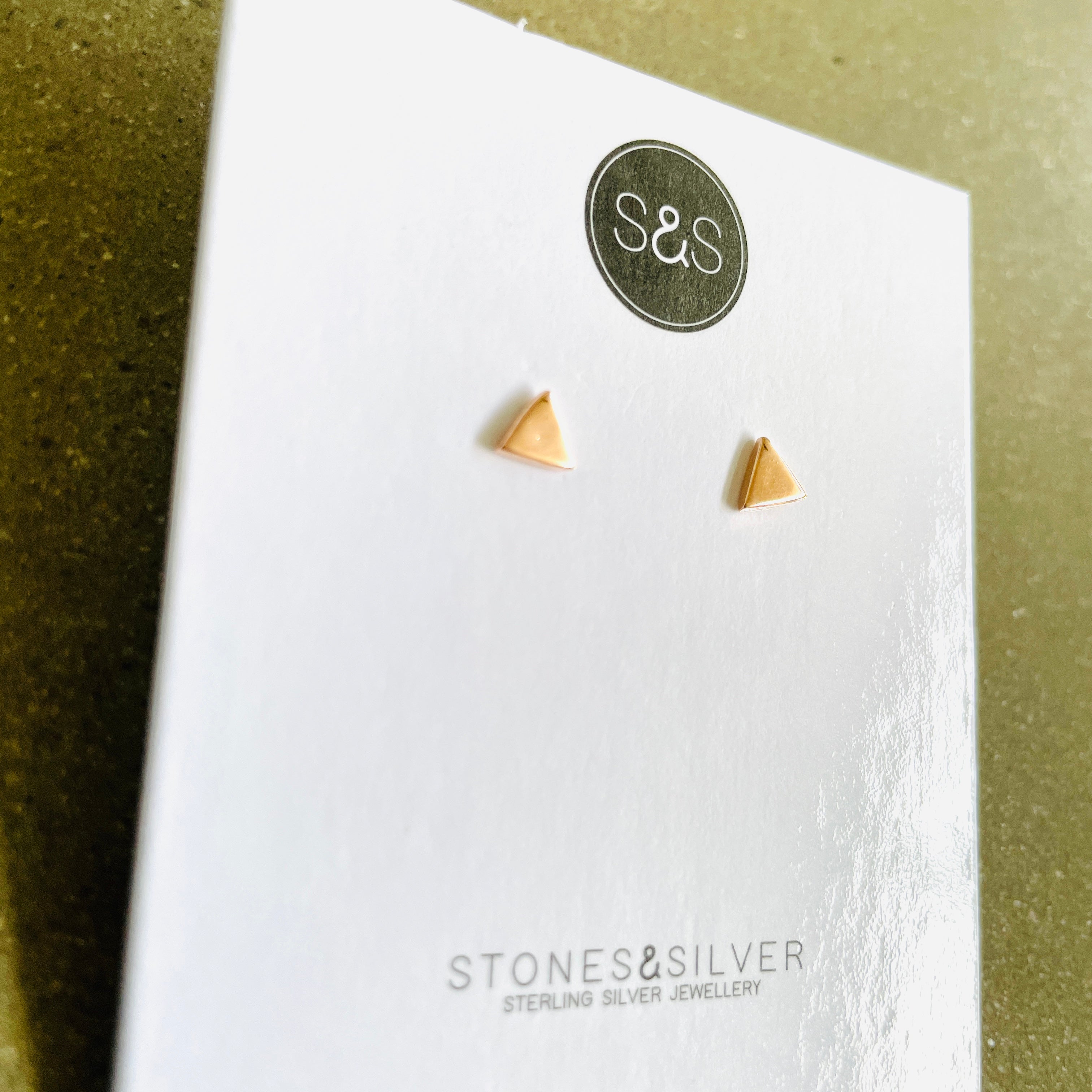 Rose Gold Triangle Studs