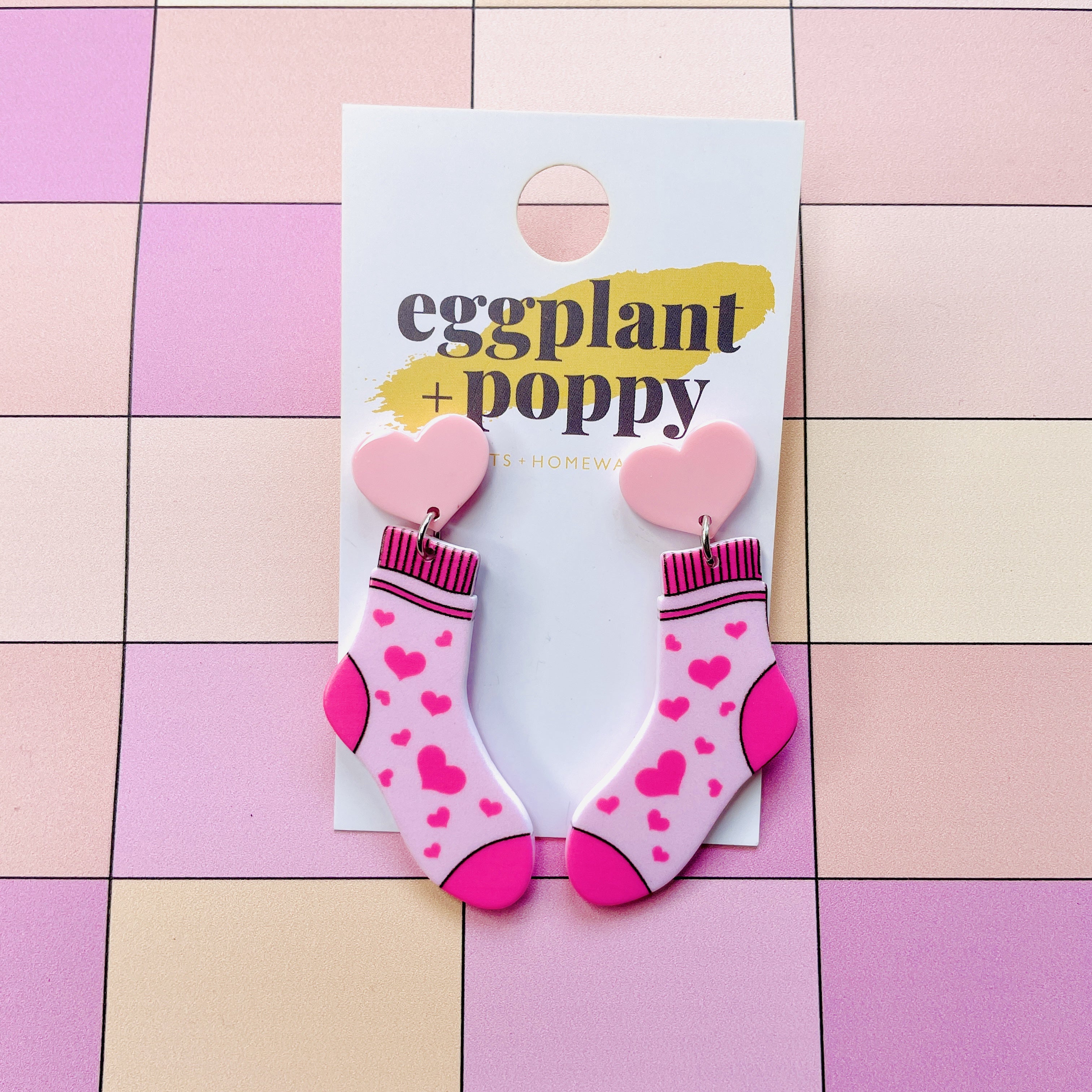 Pink Sock Earrings