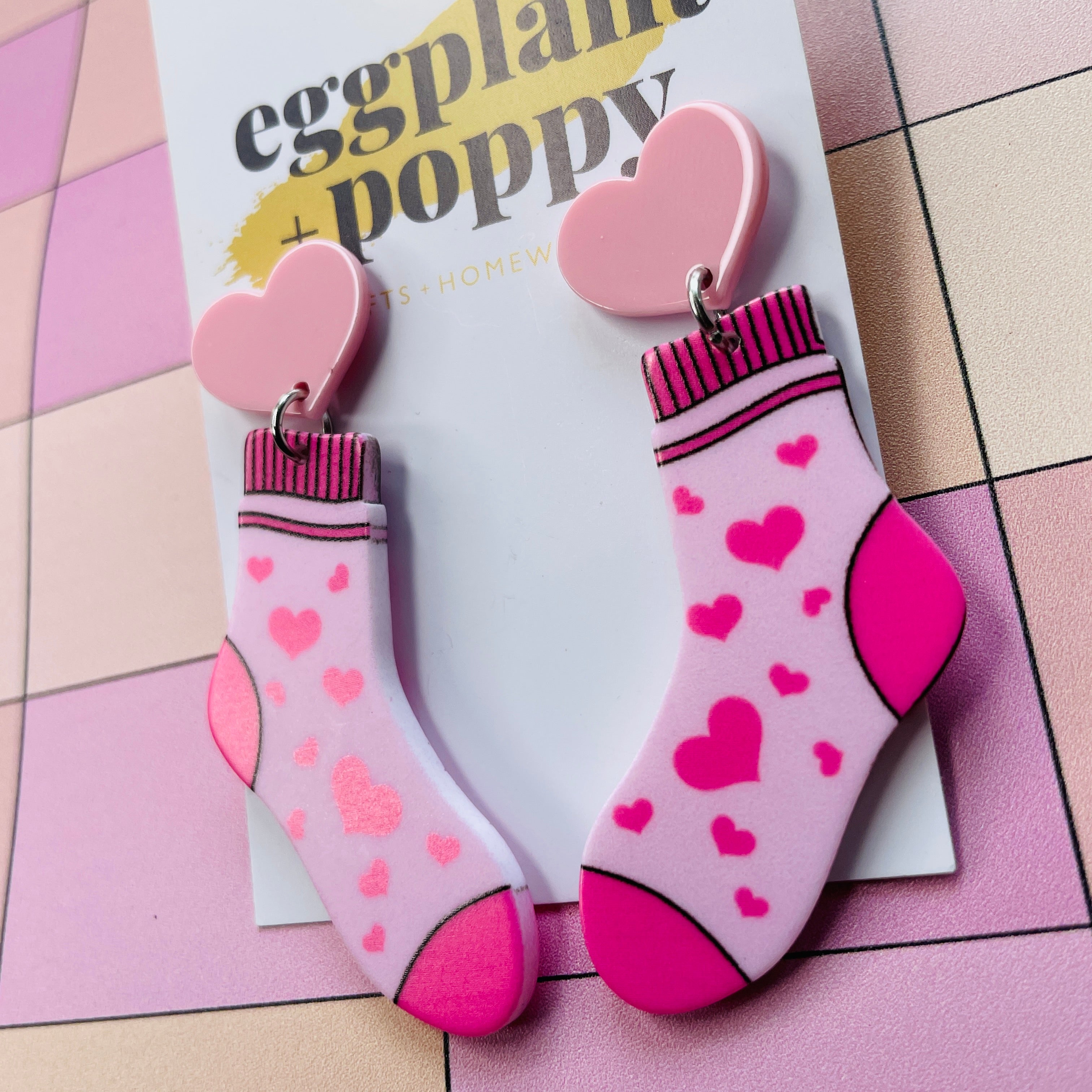 Pink Sock Earrings