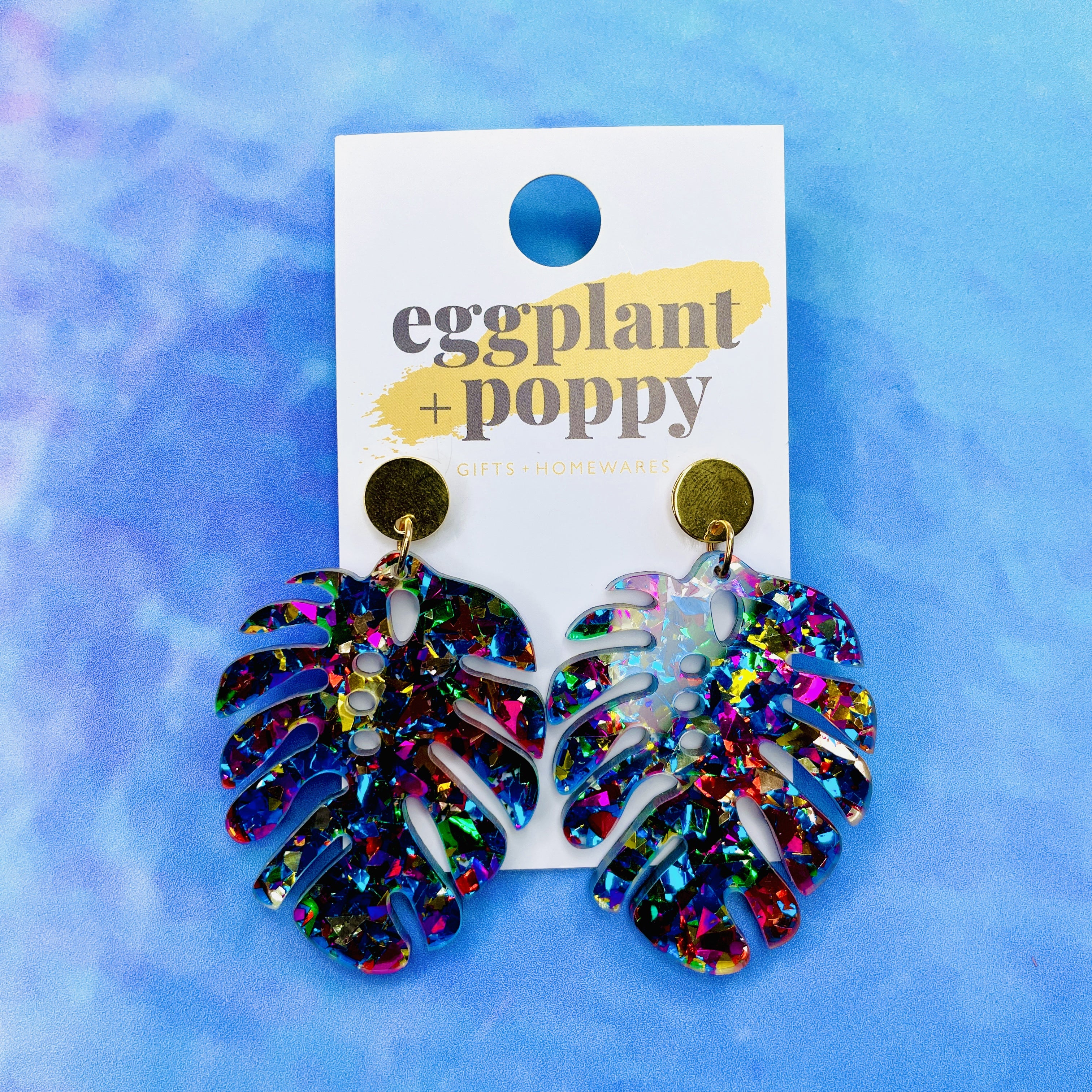 Colourful Monstera Earrings